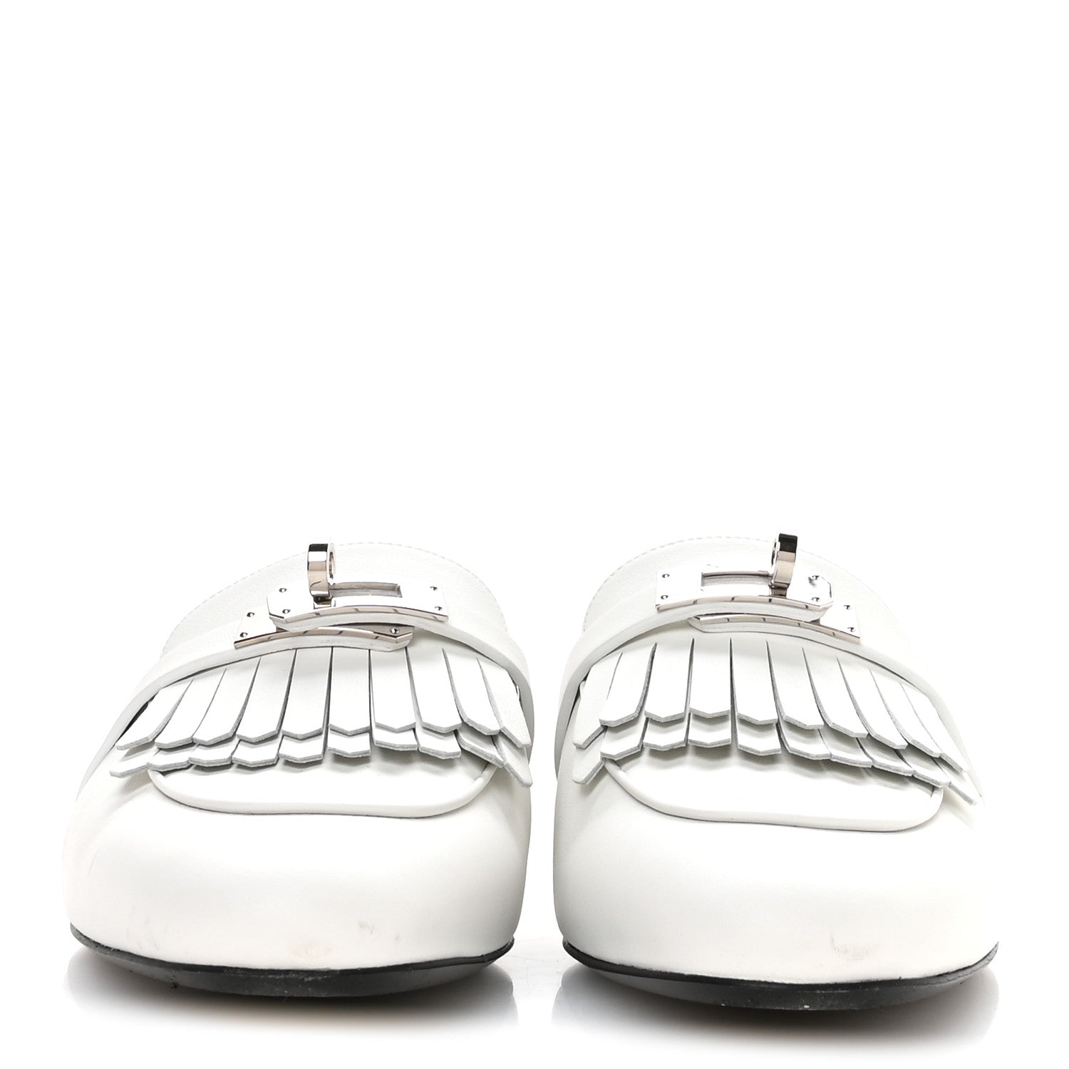 Calfskin Fringe Oz Mules 39 White