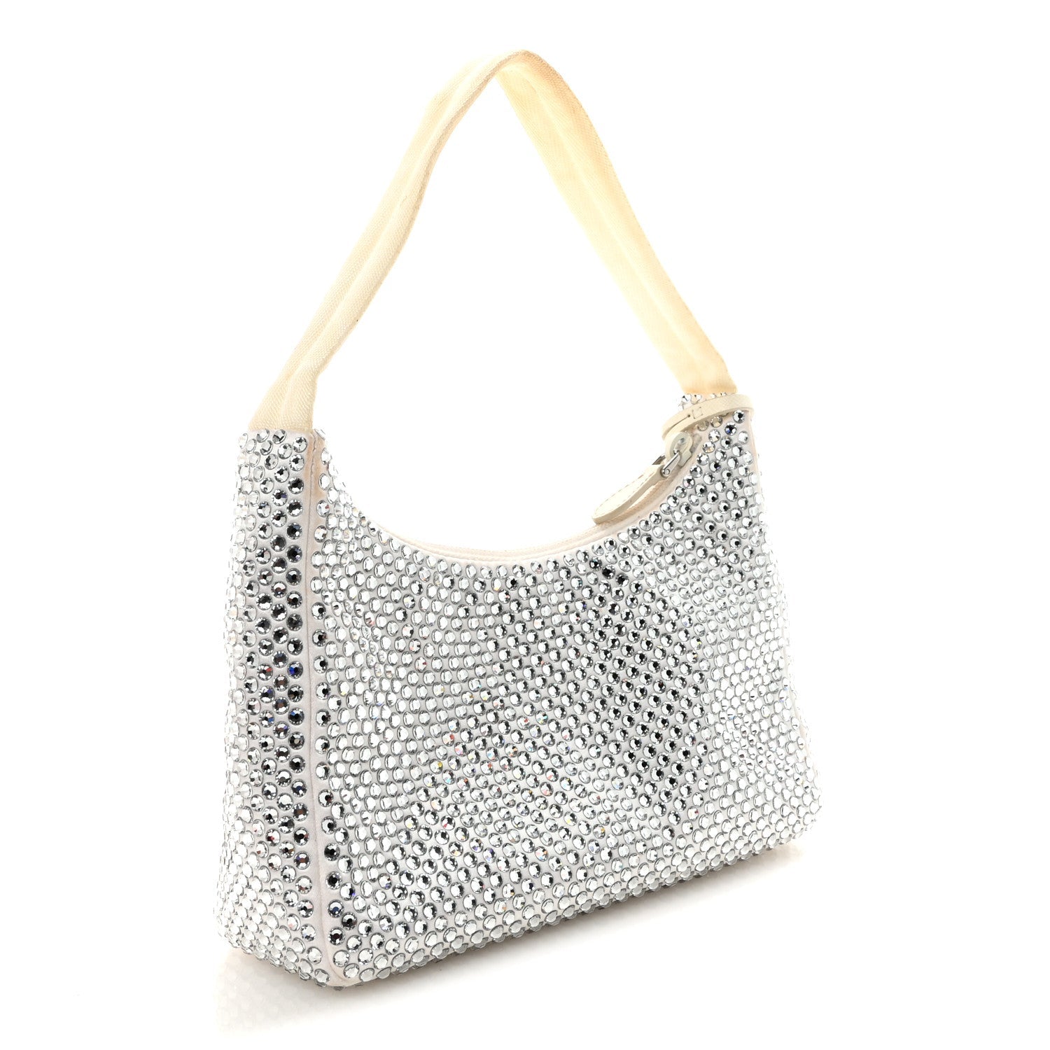 Satin Crystal Mini Re-Edition 2000 Bag White