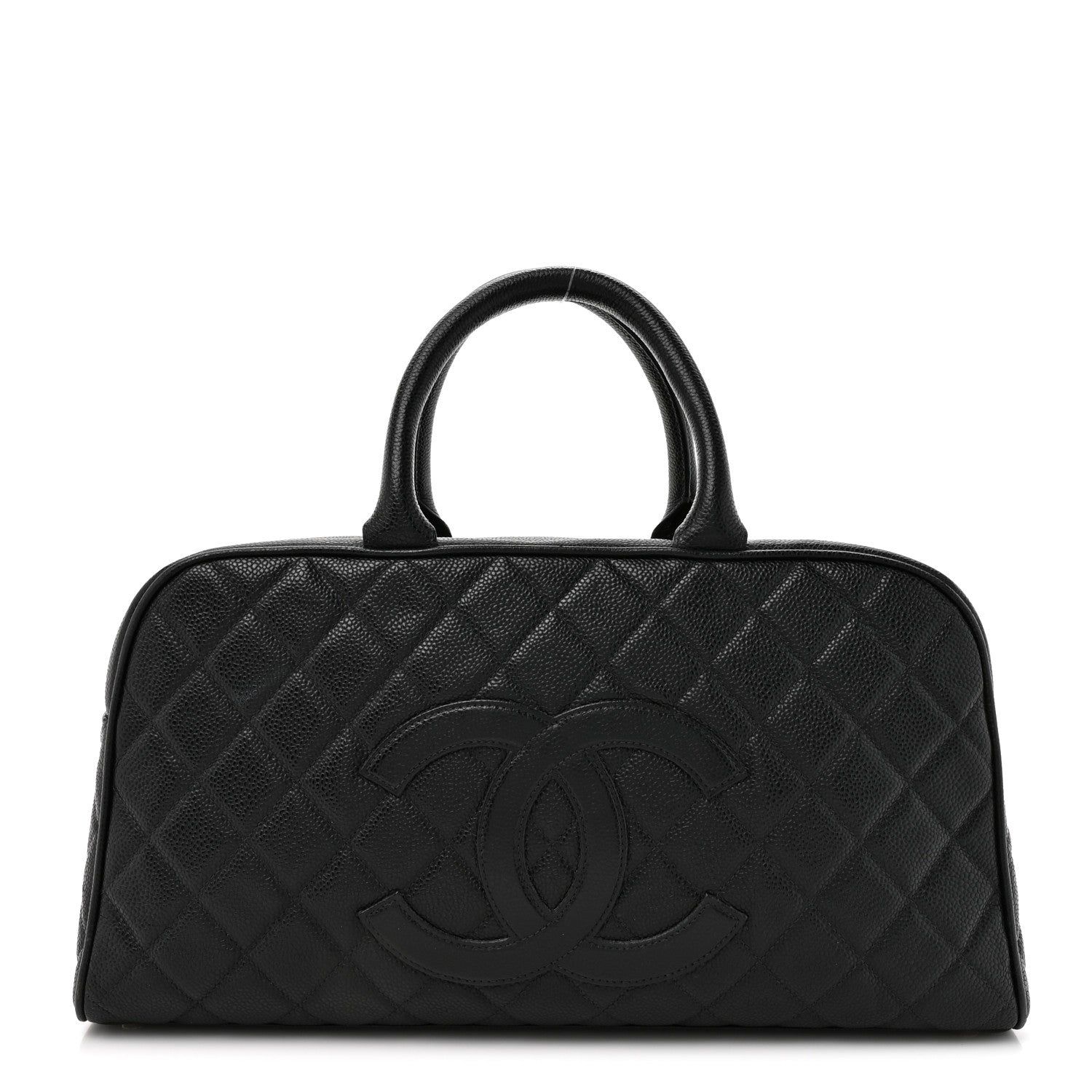 Caviar Quilted Large Bowler Black