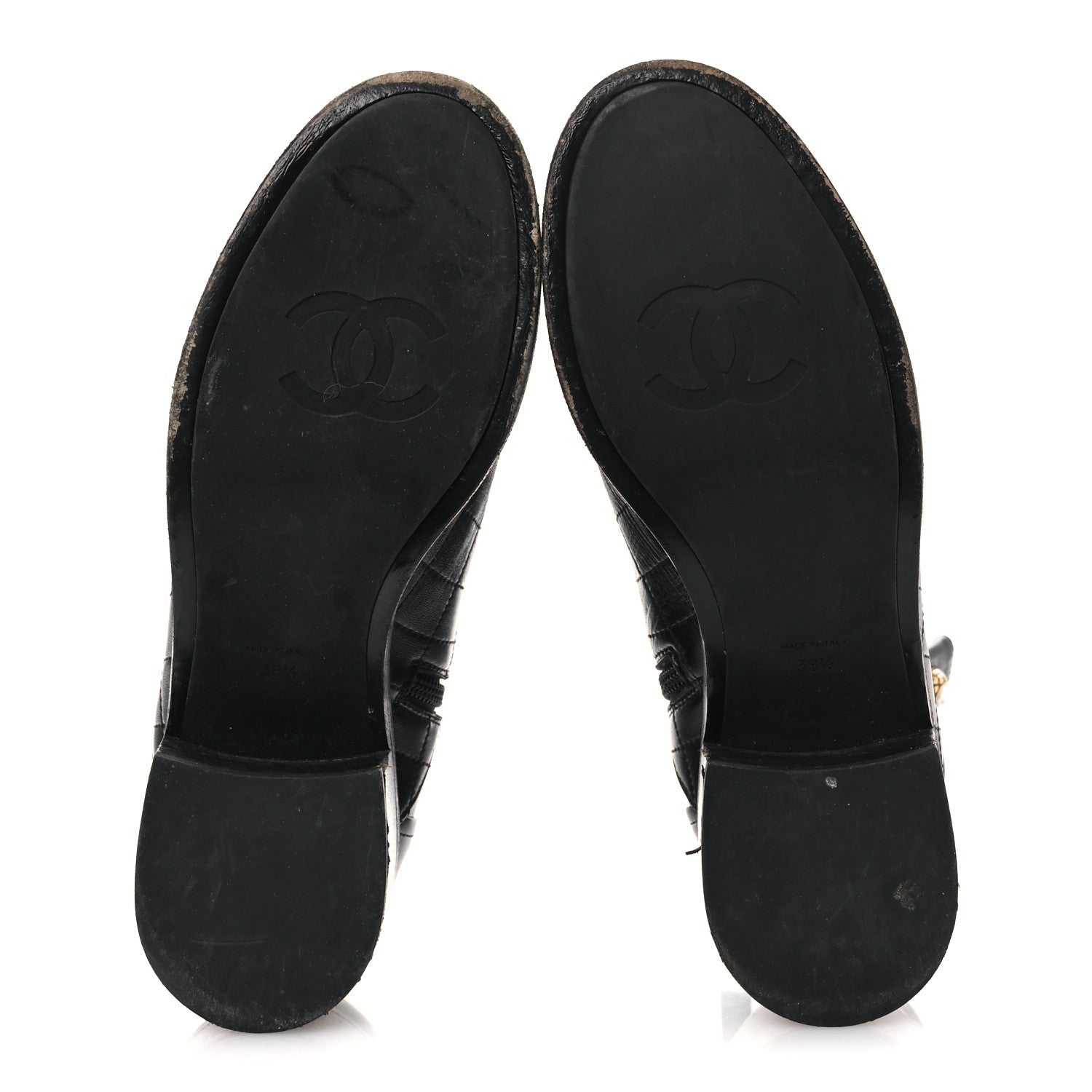 Lambskin Pearl Short Boots 38.5 Black