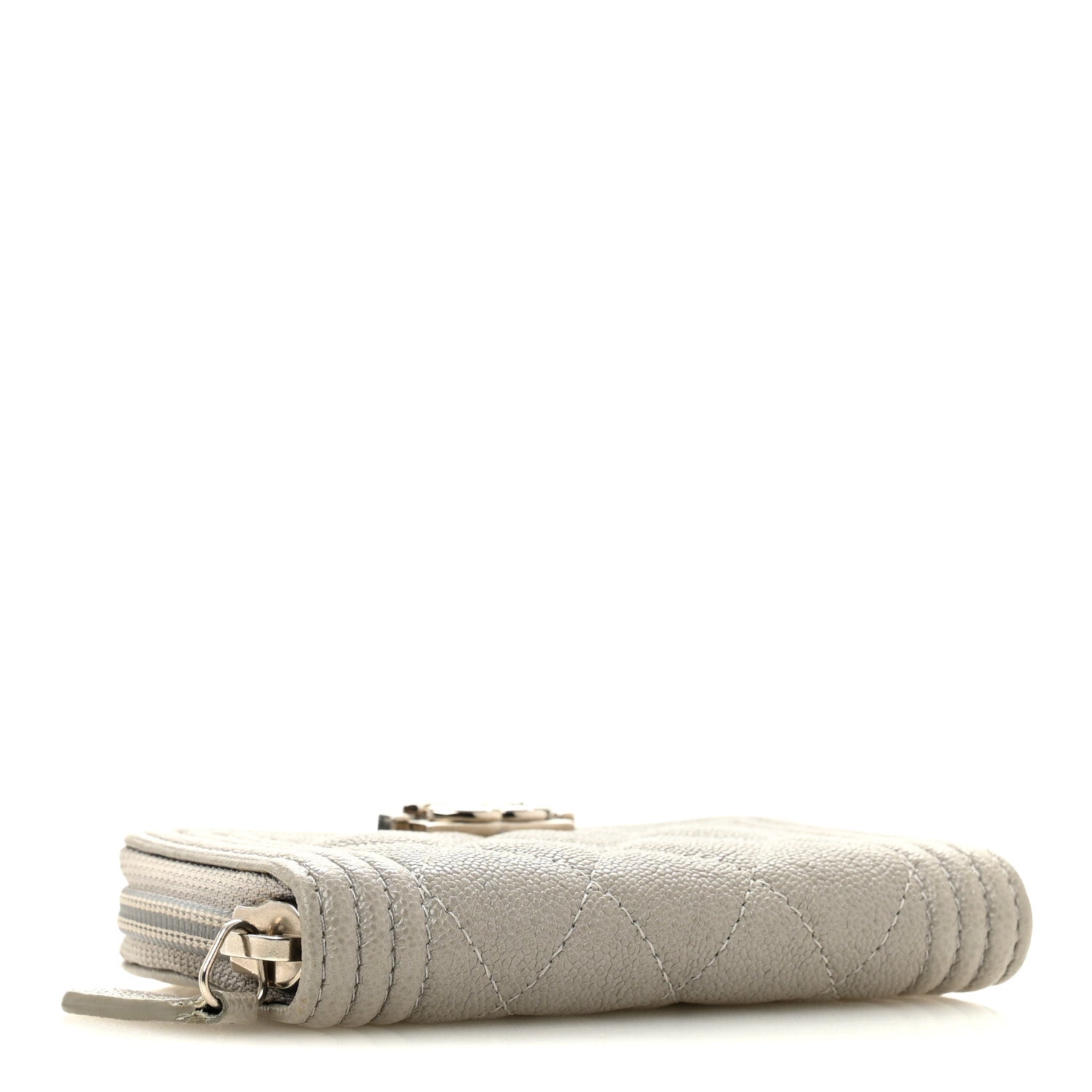 Caviar Quilted Boy Zip Around Coin Purse Wallet Grey