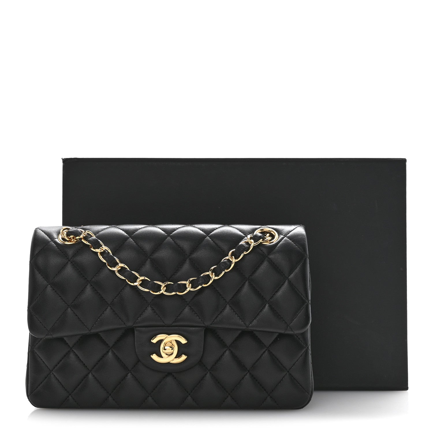 Lambskin Quilted Small Double Flap Black