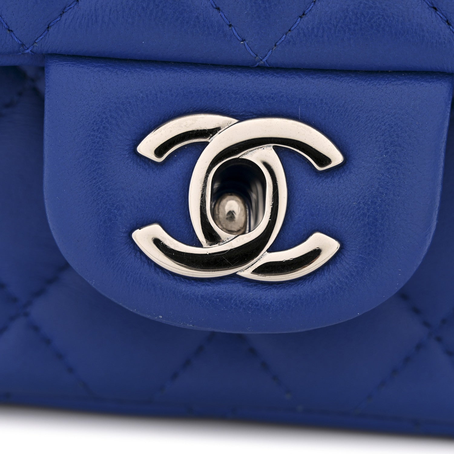 Lambskin Quilted Mini Square Flap Blue