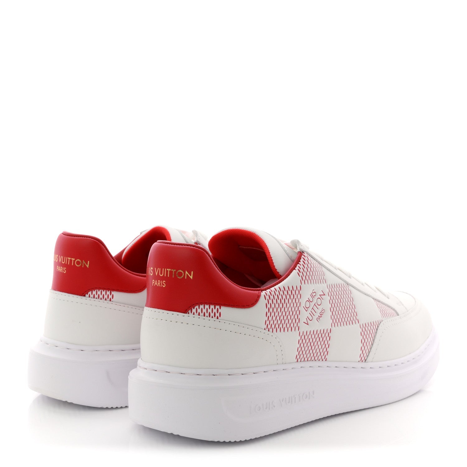 Damier Calfskin Mens Beverly Hills Sneakers 8 White Rouge