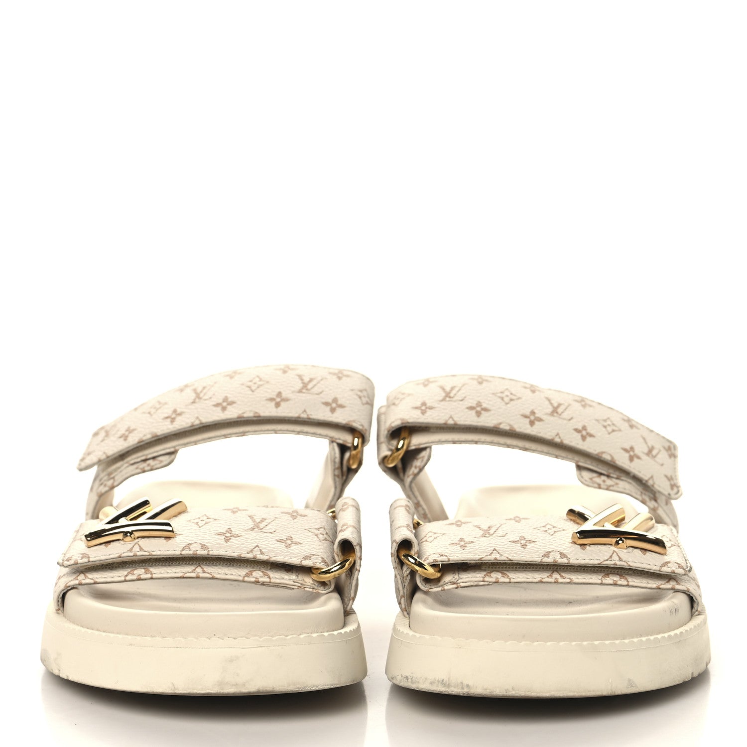 Monogram LV Sunset Comfort Flat Sandals 37 Dune