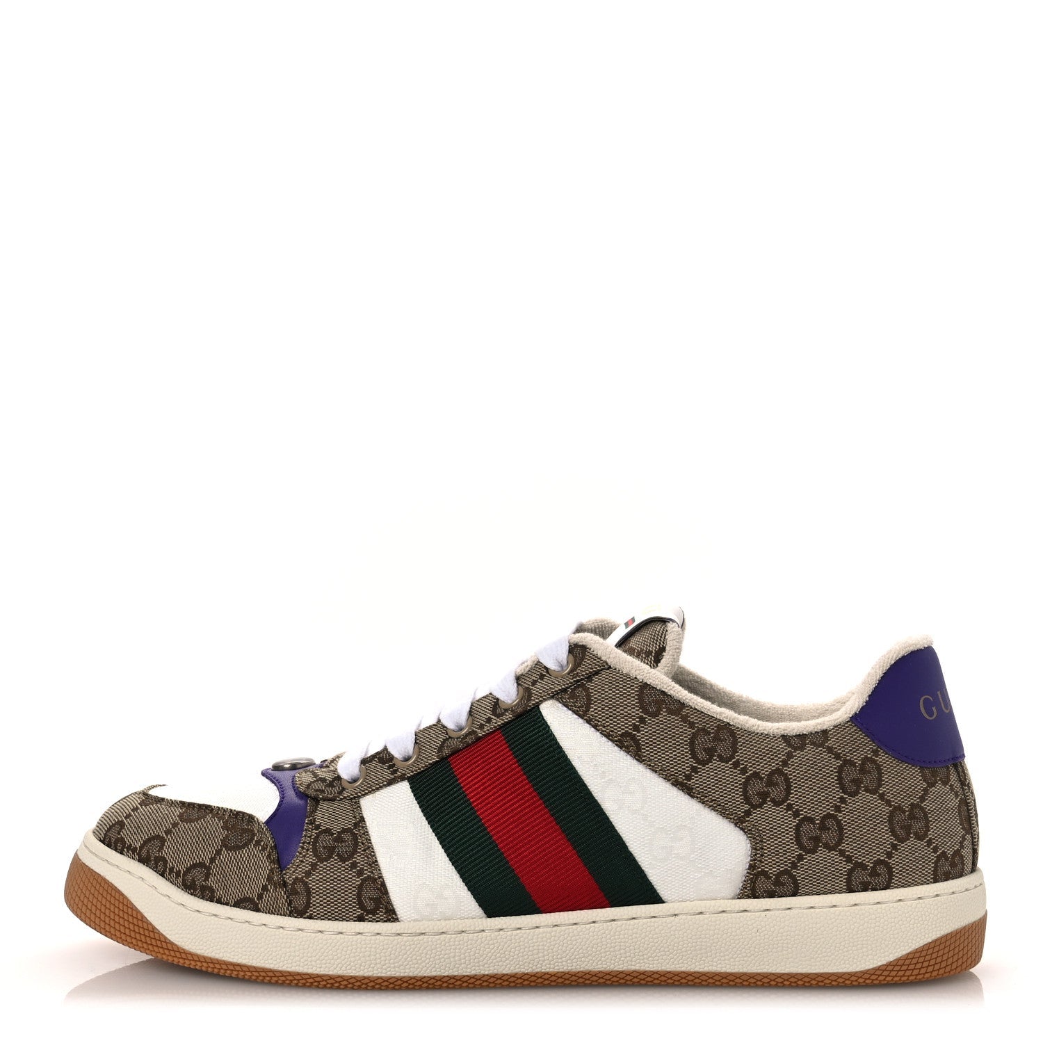 Calfskin Lame GG Monogram Web Mens Screener Sneakers 10