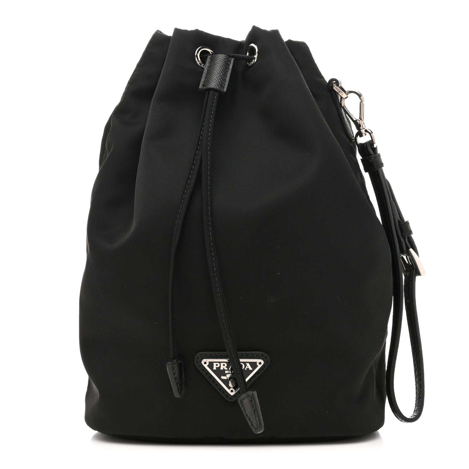 Re-Nylon Vela Drawstring Wristlet Pouch Black