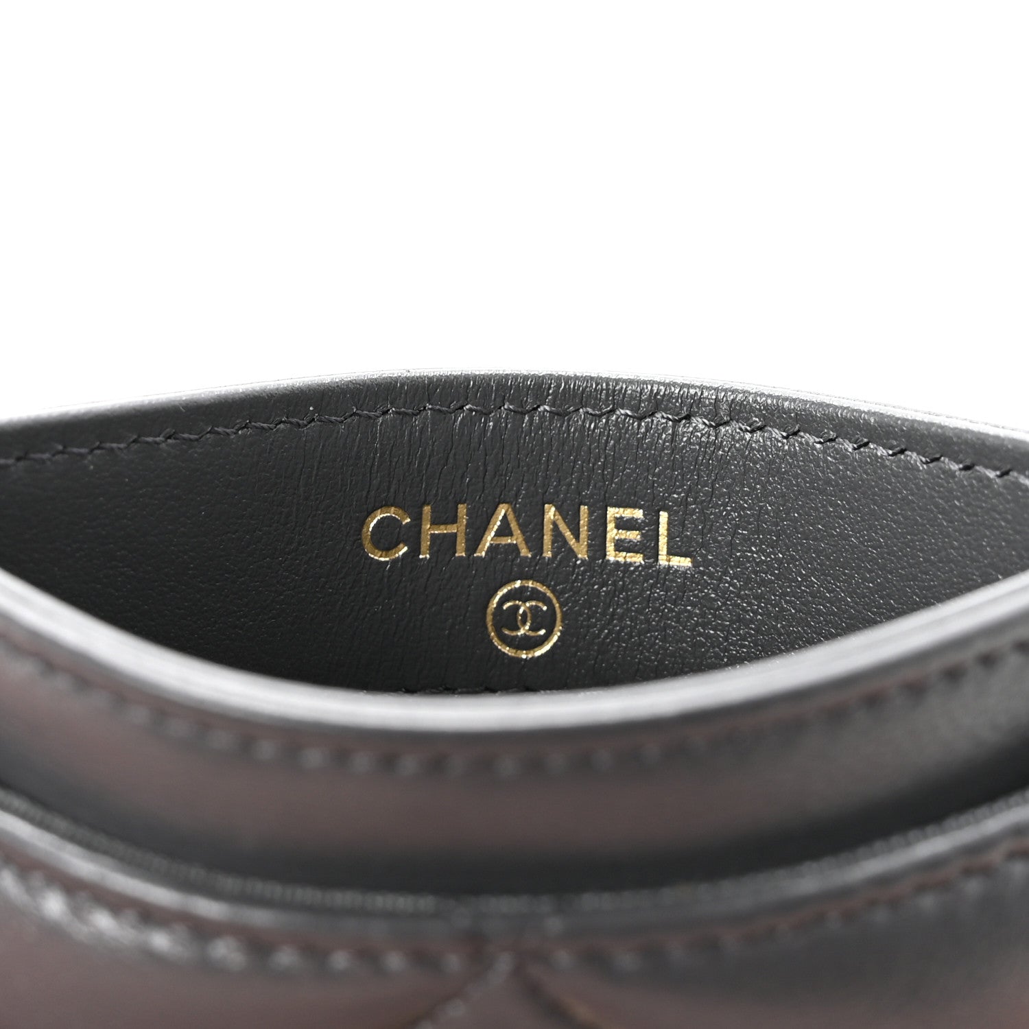 Shiny Goatskin Quilted Chanel 19 Card Holder Dark Grey