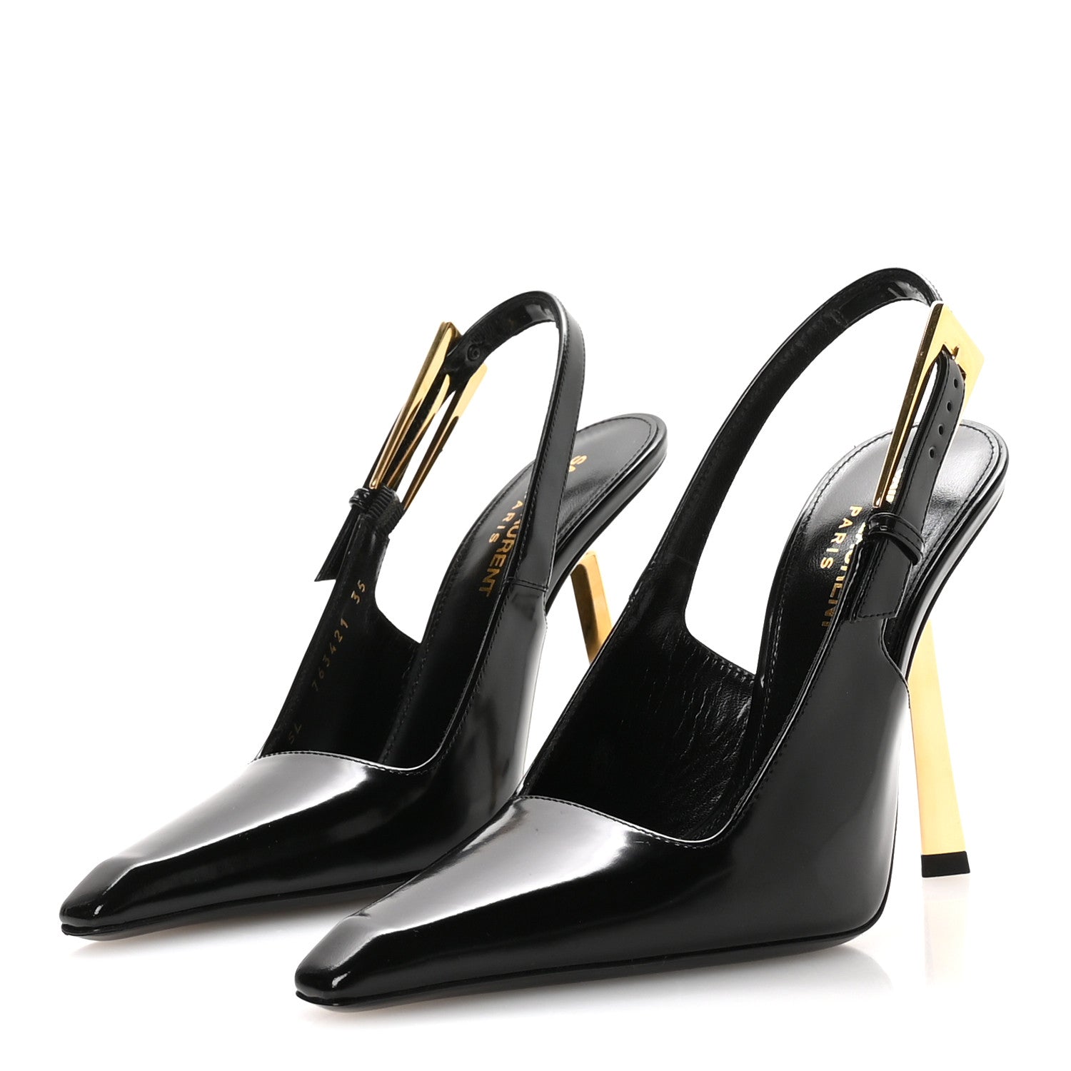 Glazed Calfskin Lee Slingback Pumps 35 Black
