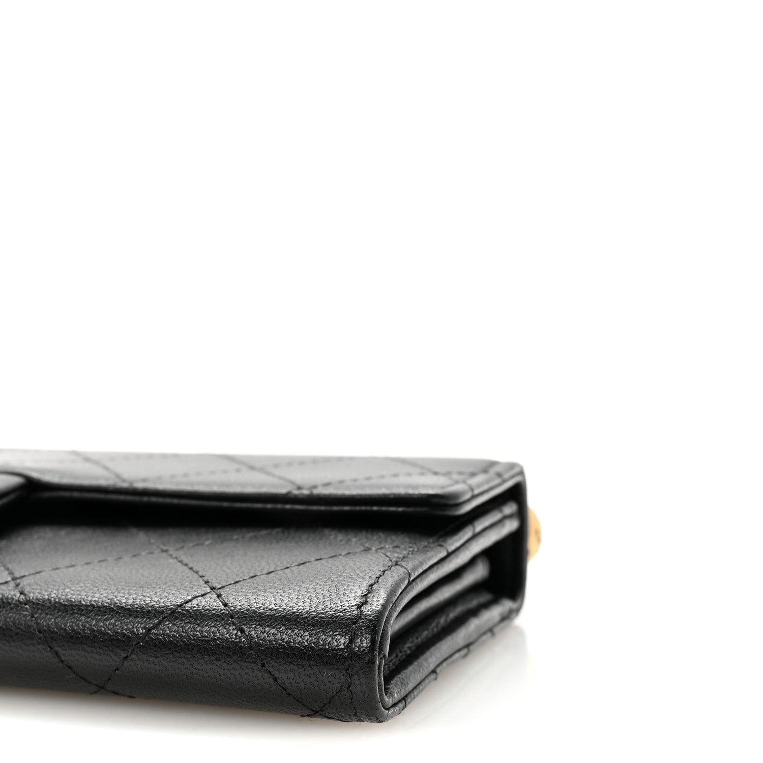 Goatskin Quilted Chic Pearls Clutch With Chain Black