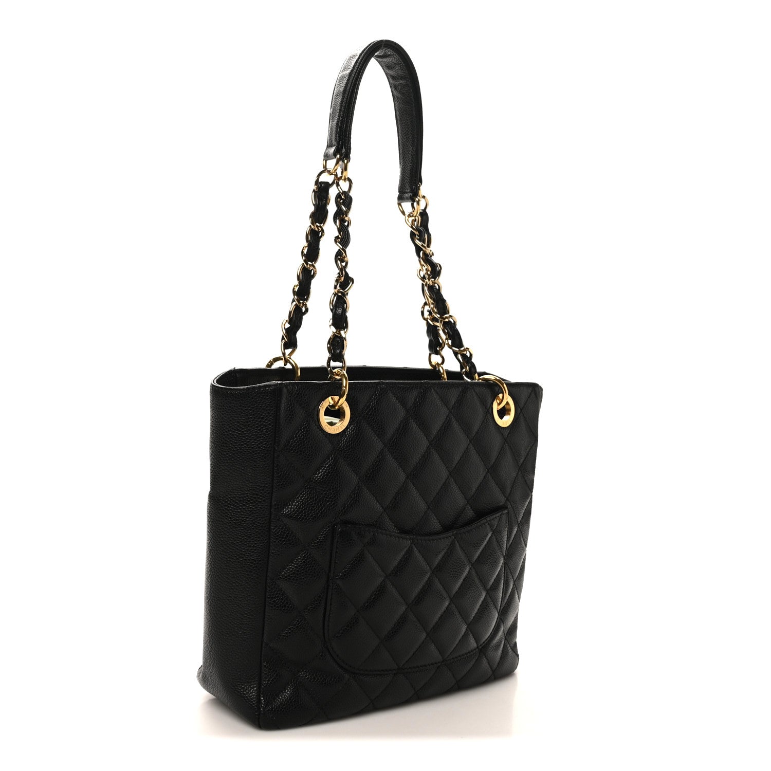Caviar Quilted Petit Shopping Tote PST Black