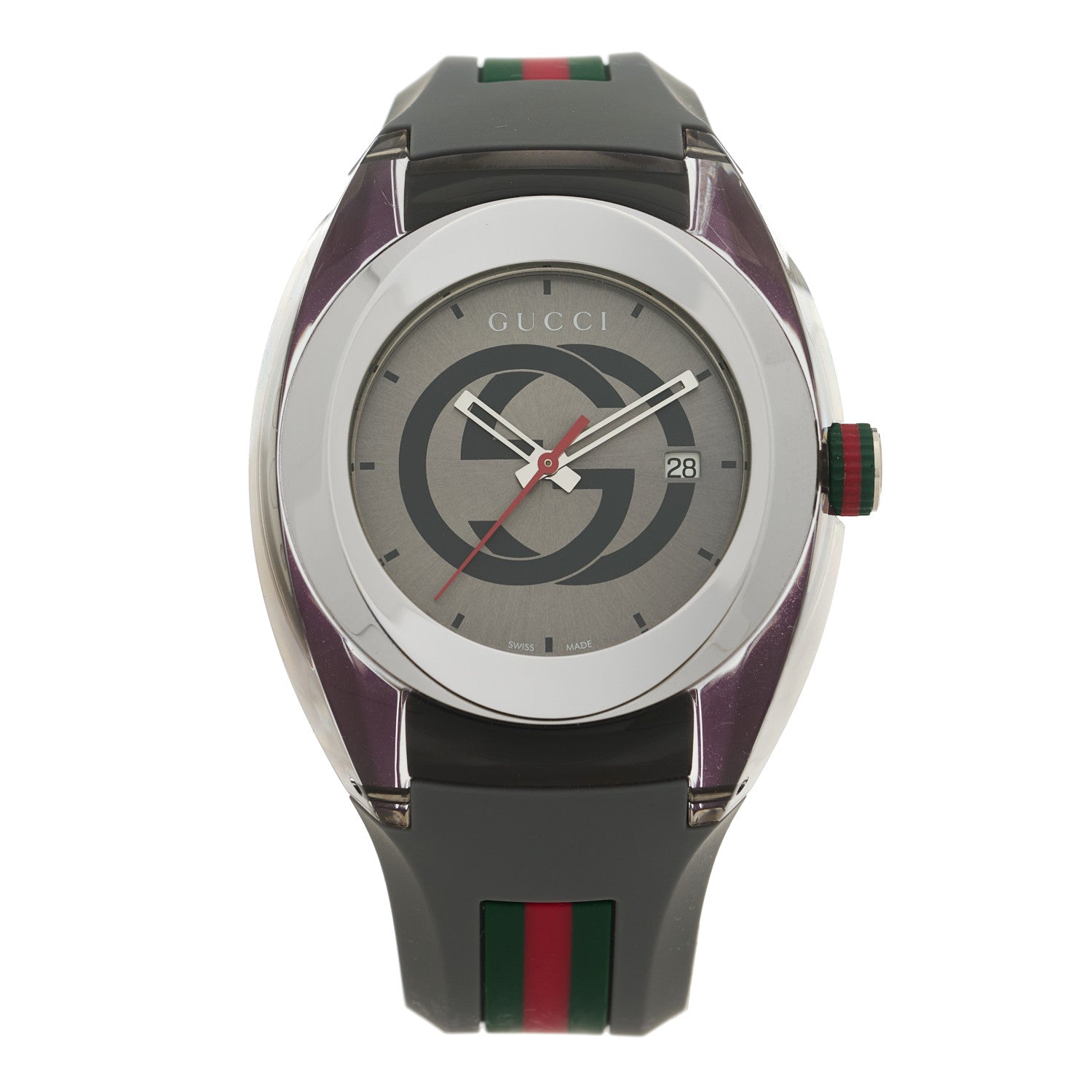 Stainless Steel Rubber 46mm Sync Web Quartz Watch Grey