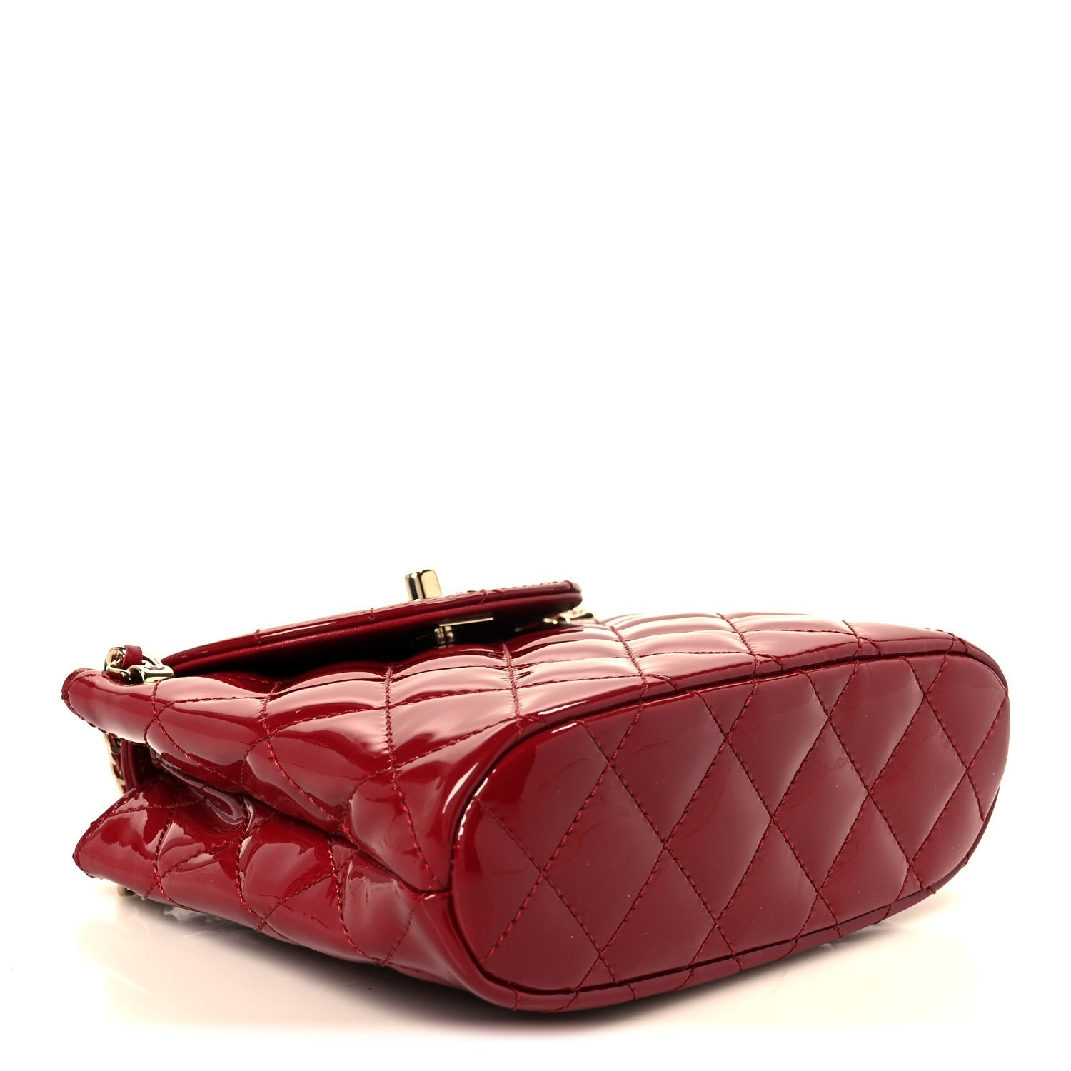 Patent Quilted Shiny Coco Small Flap Hobo Red