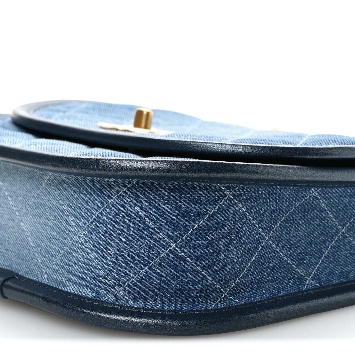 Washed Denim Quilted Small Messenger Flap Blue