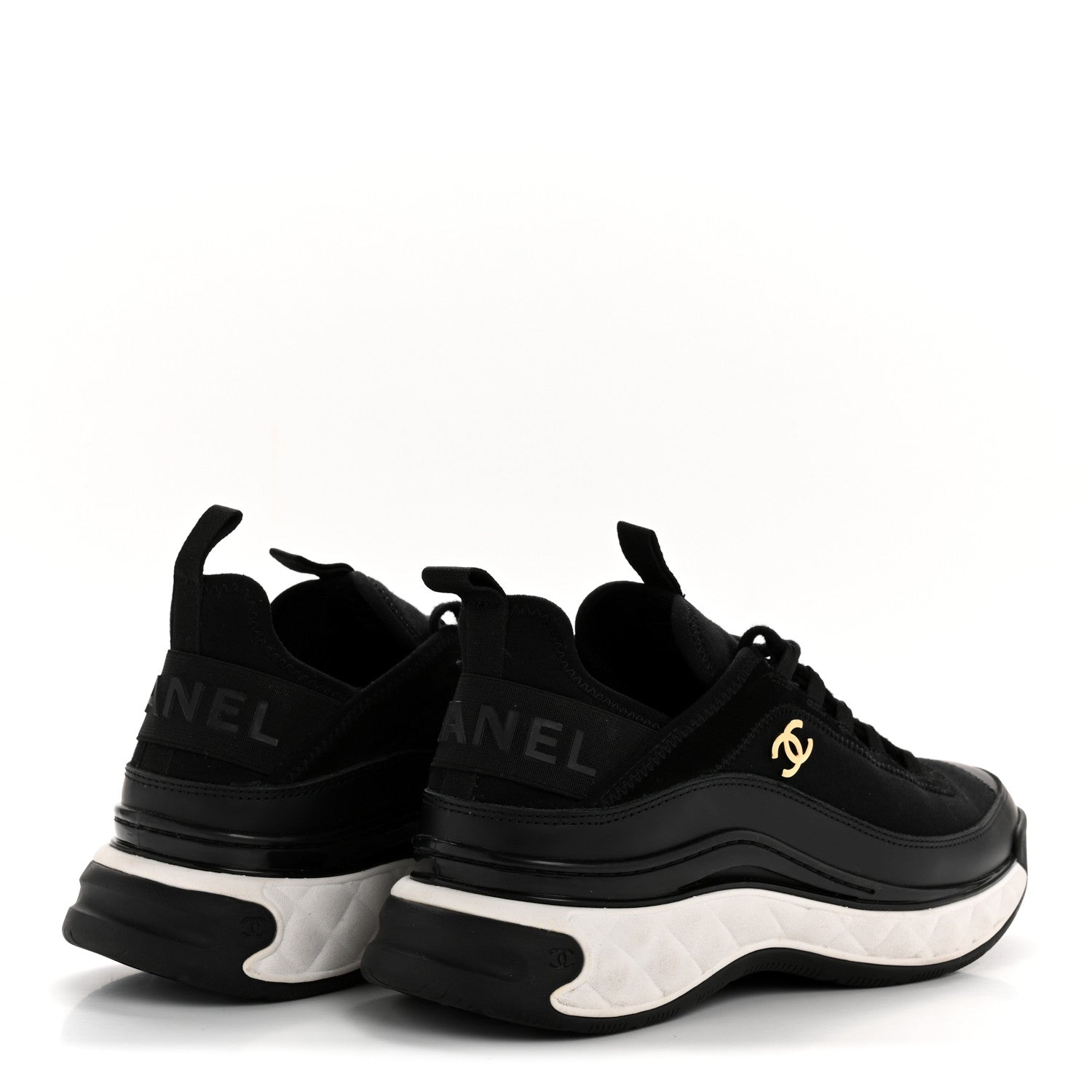 Velvet Calfskin Mixed Fibers CC Sneakers 38 Black