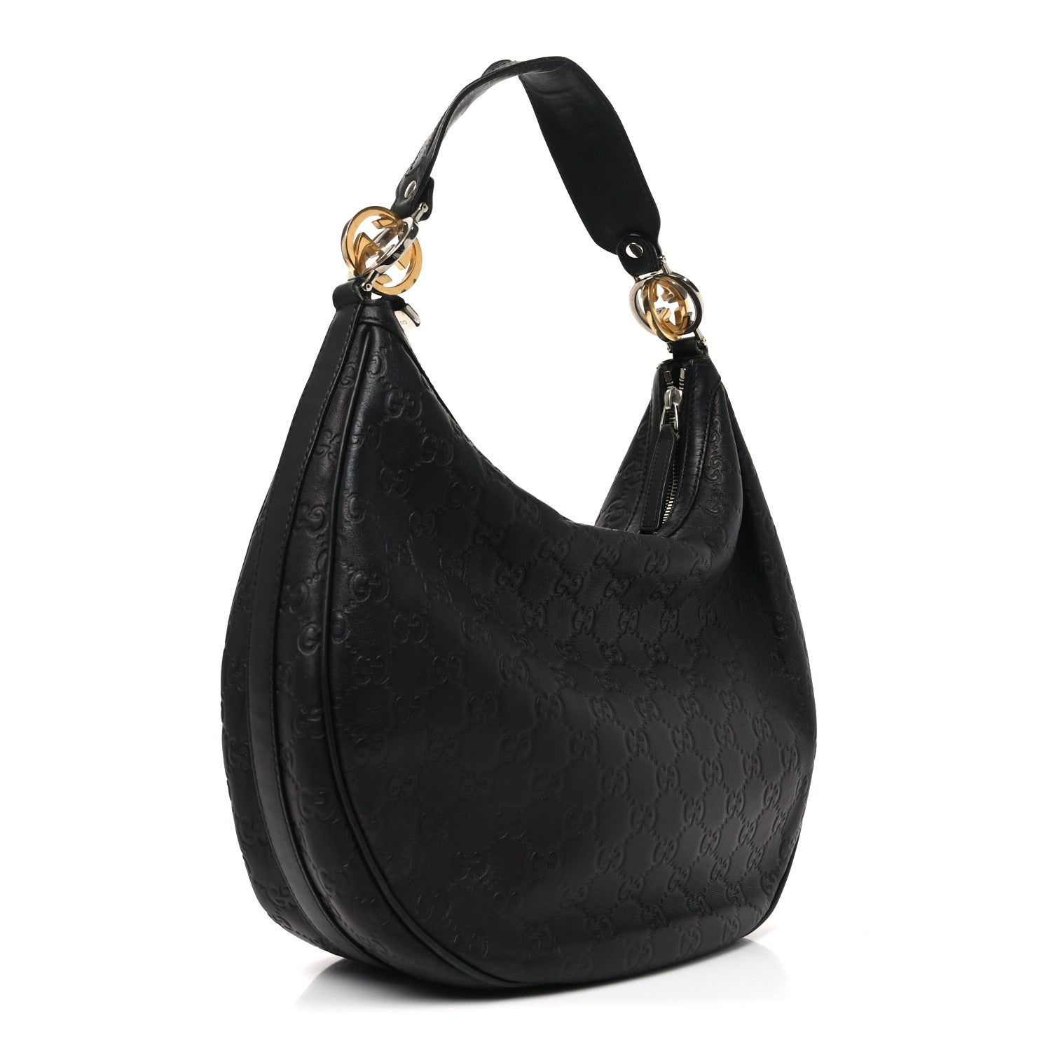 Guccissima Medium GG Twins Hobo Black