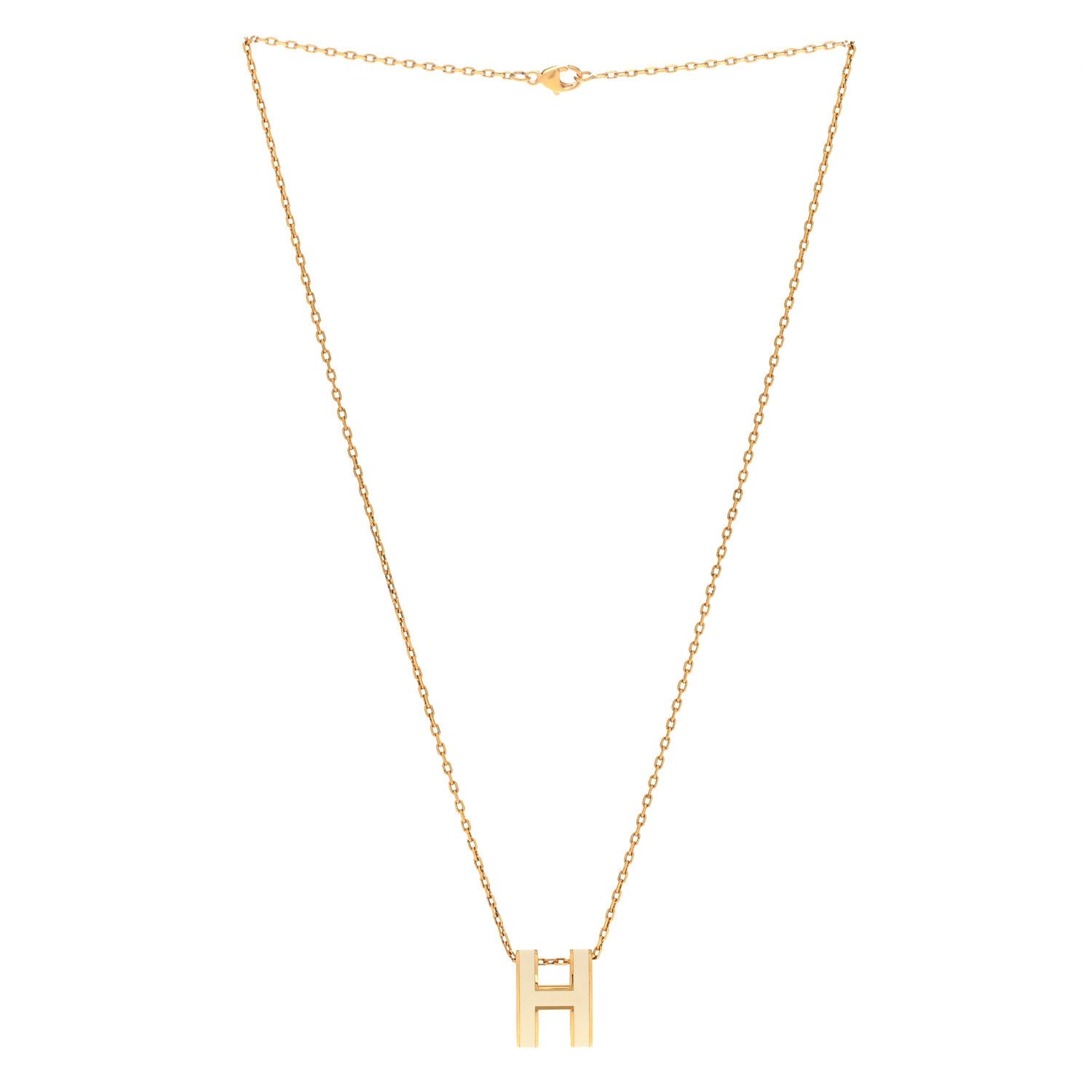 Lacquered Gold Pop H Pendant Necklace White