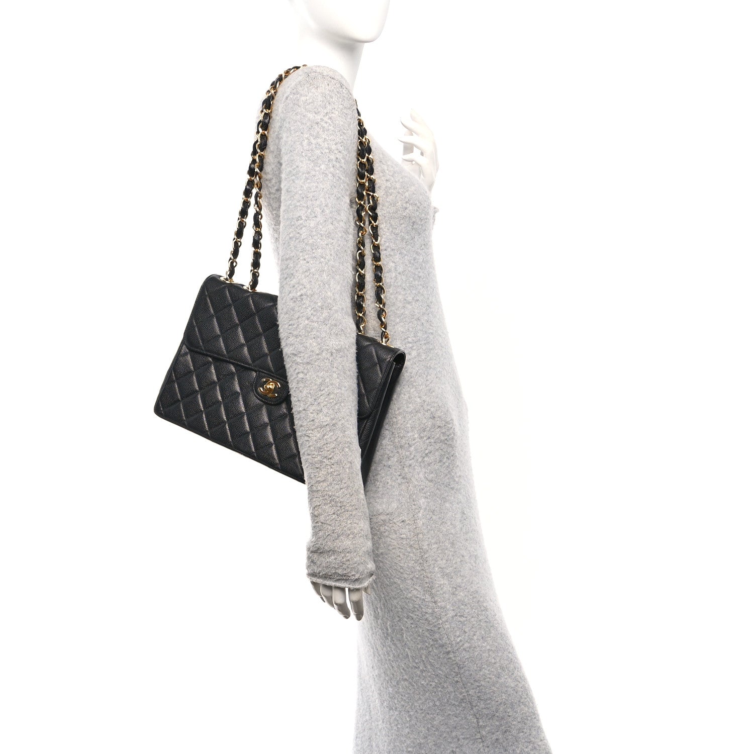 Caviar Jumbo Single Flap Black
