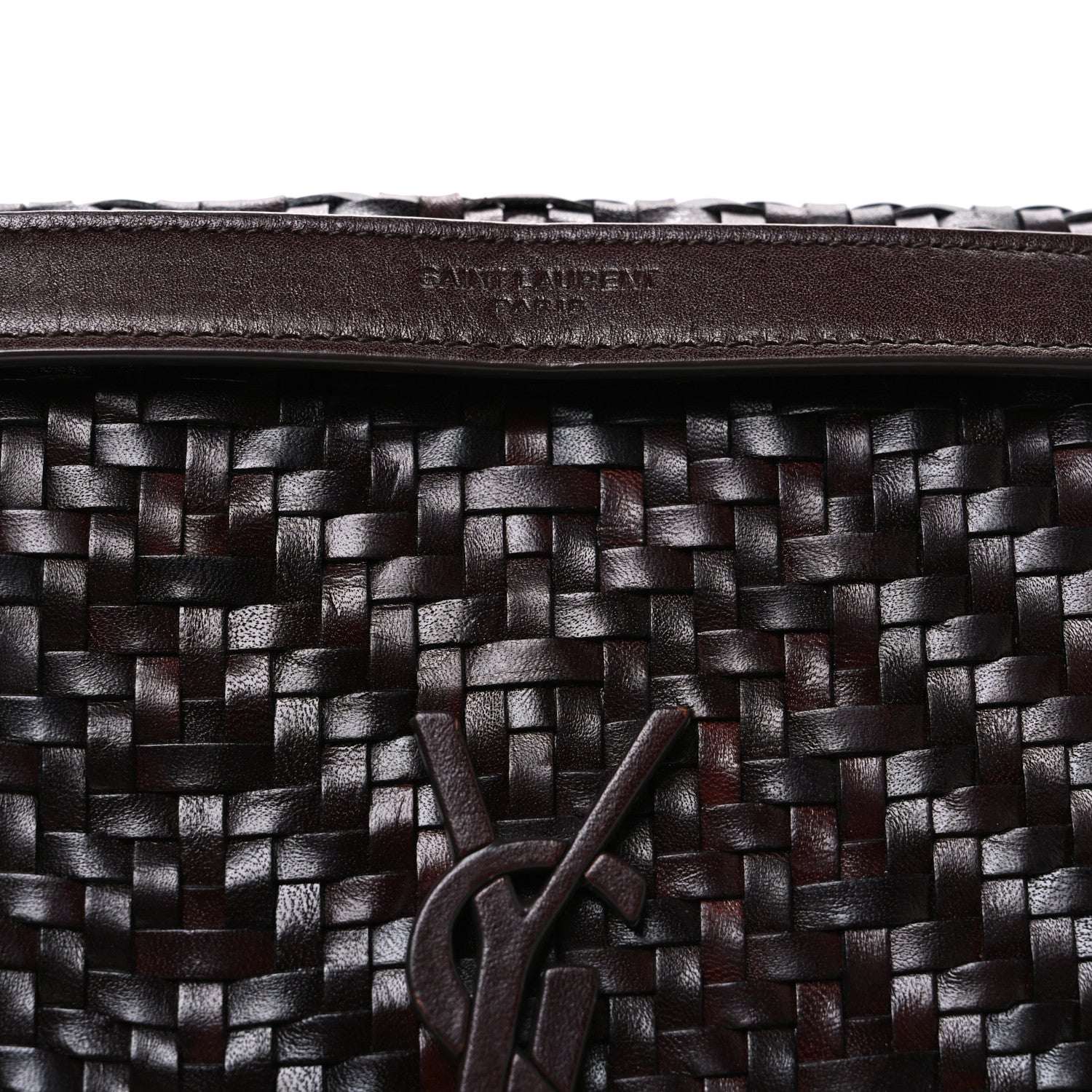 Calfskin Woven Monogram Medium Niki Chain Satchel Burnt Brown