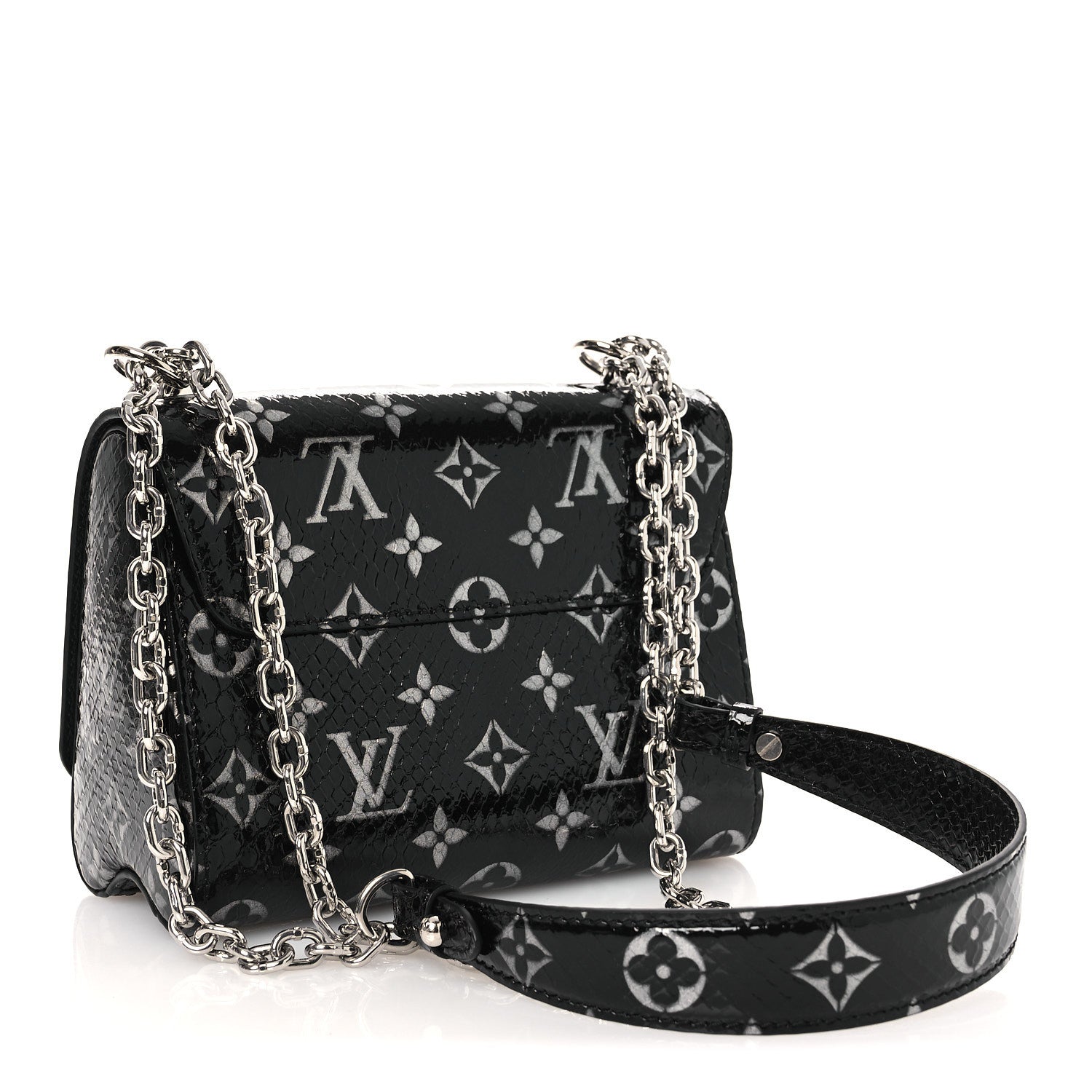 Snakeskin Monogram Twist Shoulder Bag PM Black
