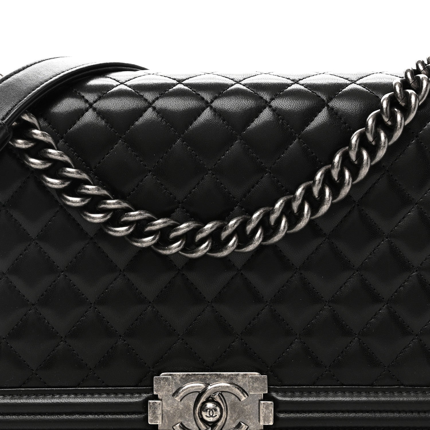 Lambskin Quilted New Medium Boy Flap Black