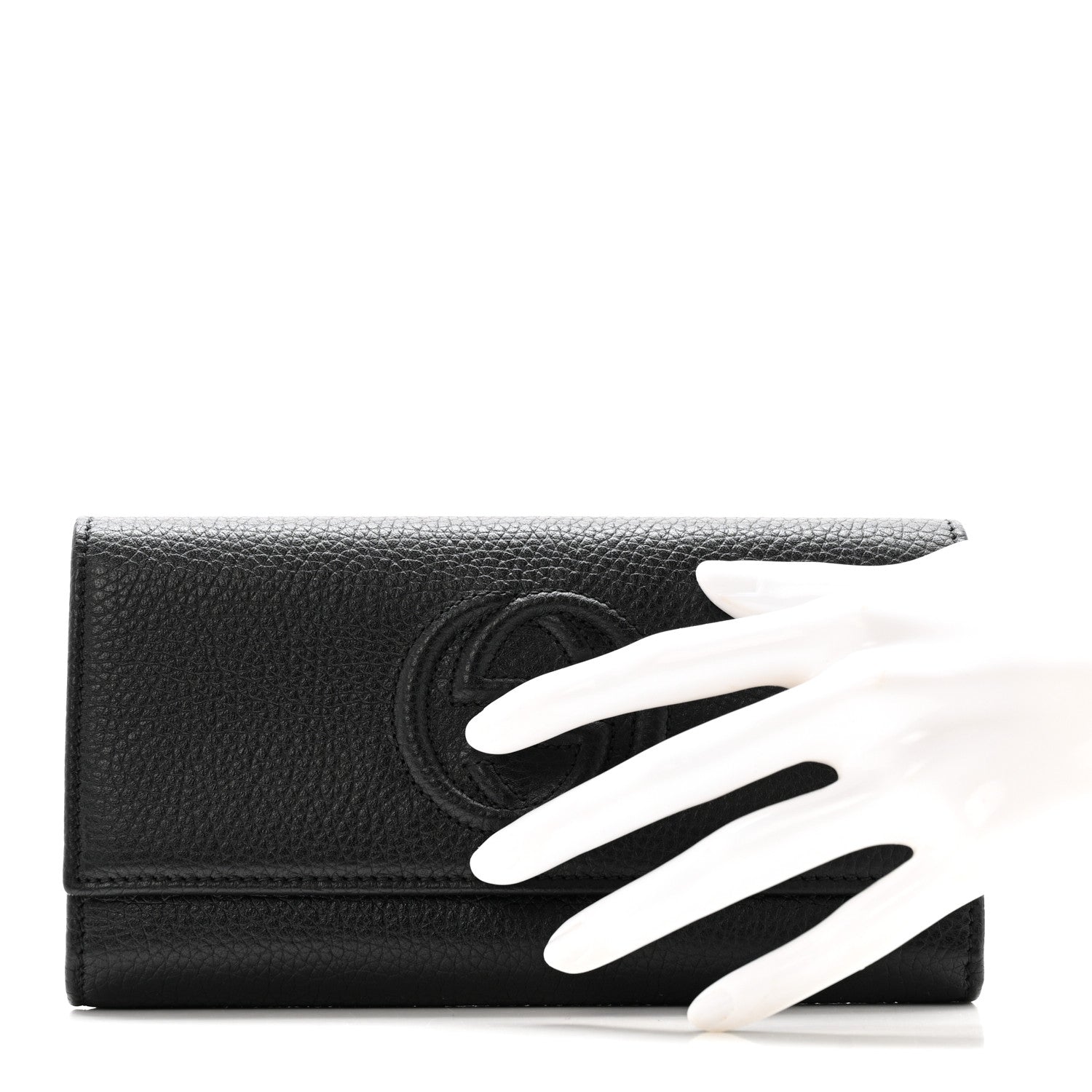 Pebbled Calfskin Large Soho Continental Wallet Black