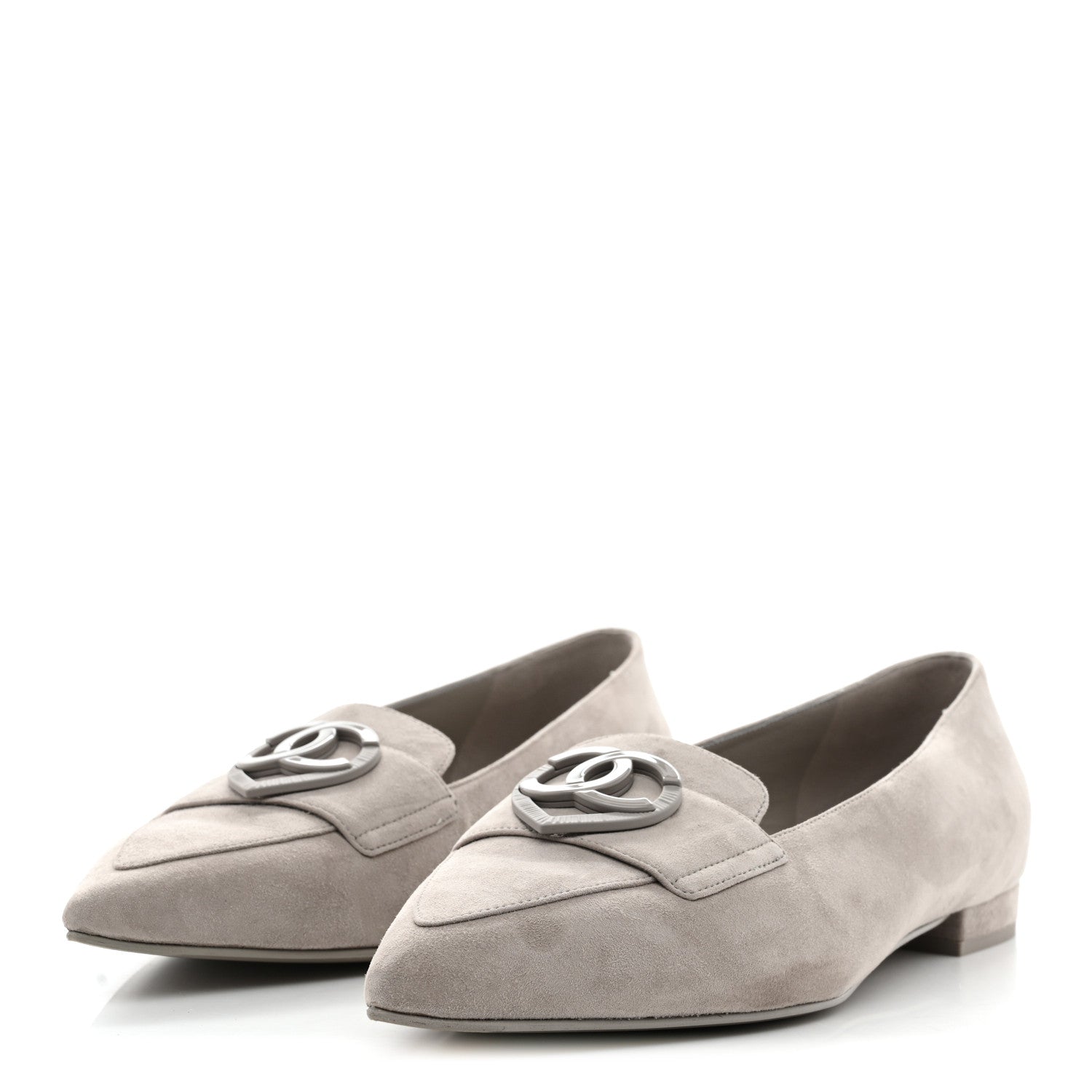 Suede Heart CC Loafers 40.5 Grey