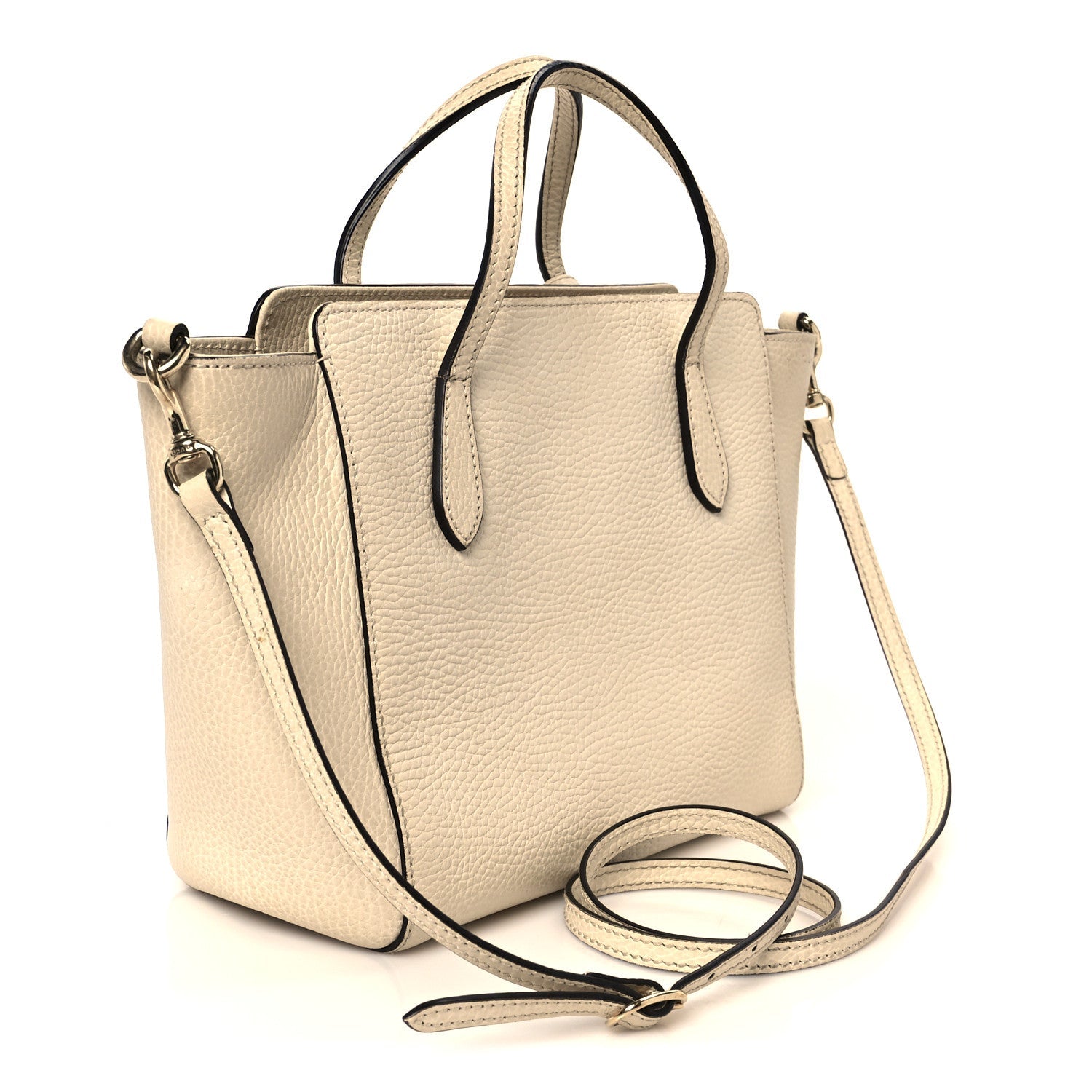 Dollar Calfskin Mini Swing Top Handle Bag Mystic White