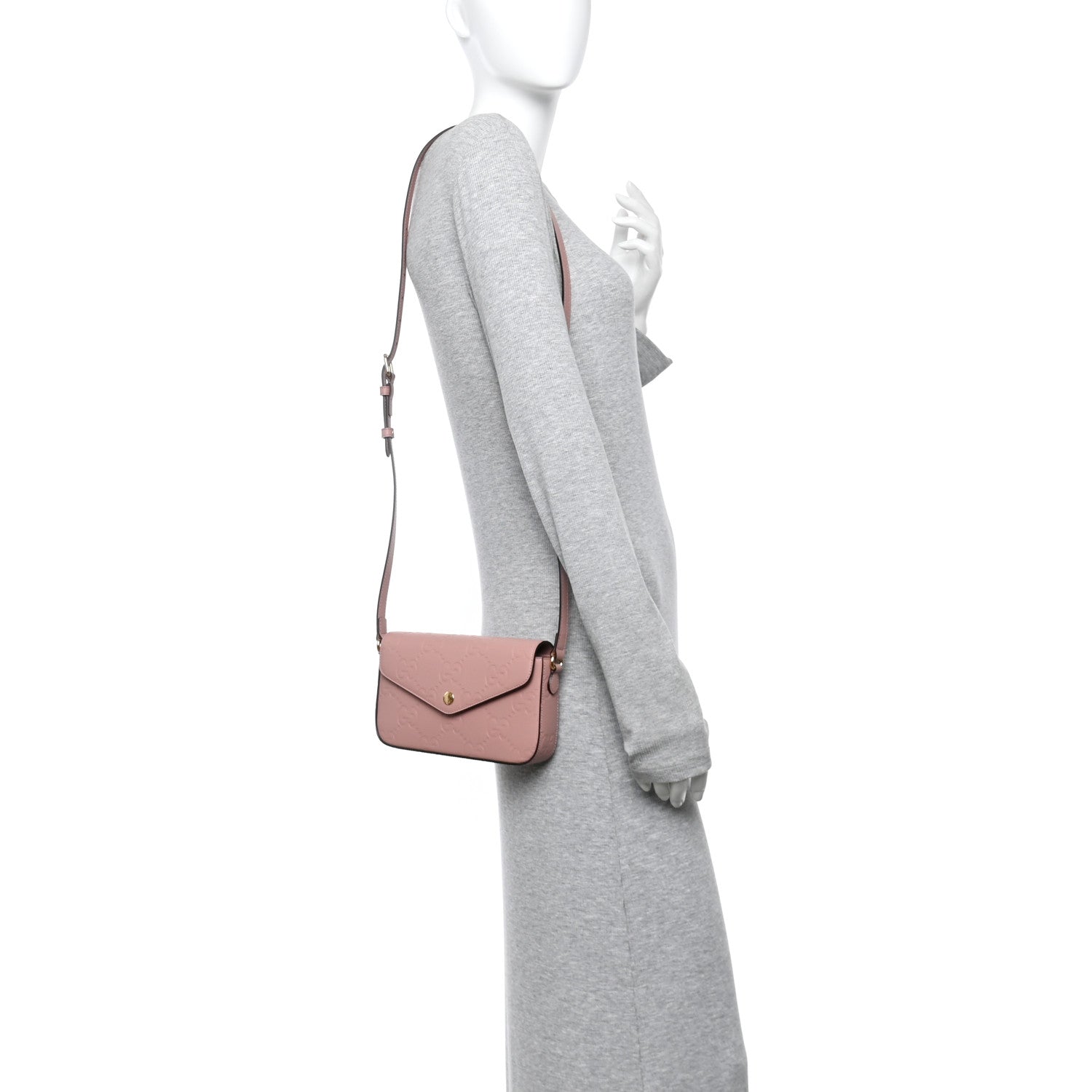Calfskin GG Super Mini Shoulder Bag Soft Pink
