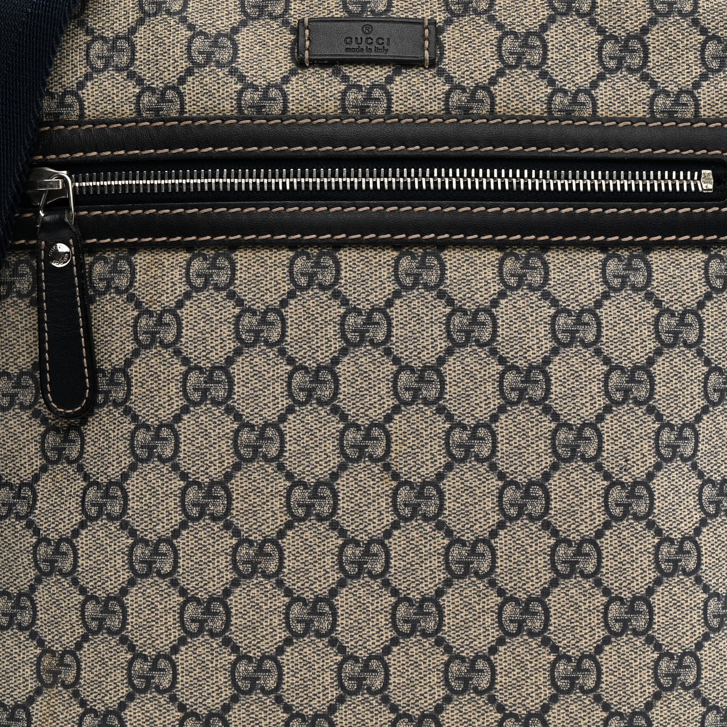 GG Plus Monogram Selleria Calfskin Medium Messenger Bag Beige Blue