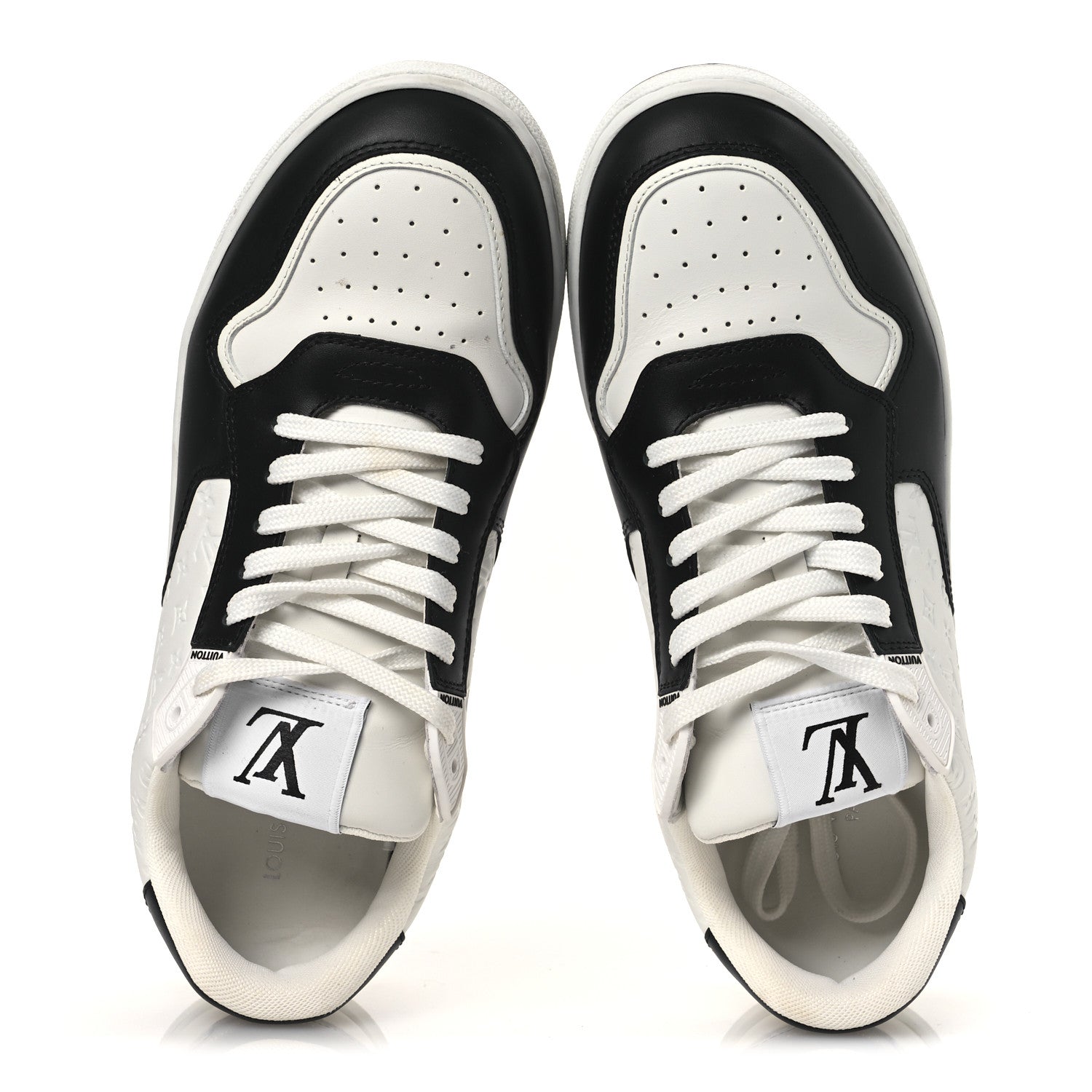 Calfskin Monogram LV Stadium Sneaker 38 White Black