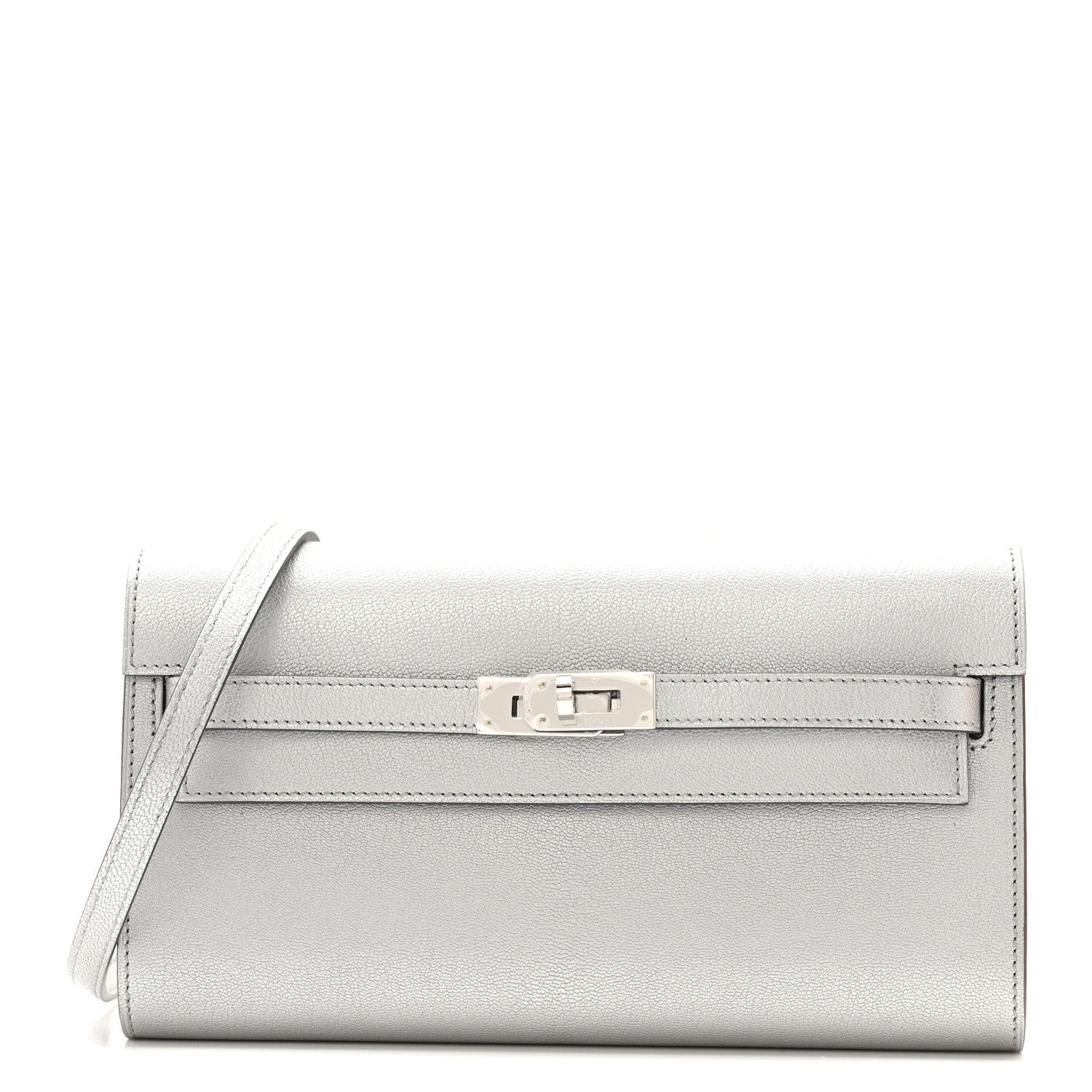 Metallic Chevre Chamkilight Kelly Wallet To Go Argent