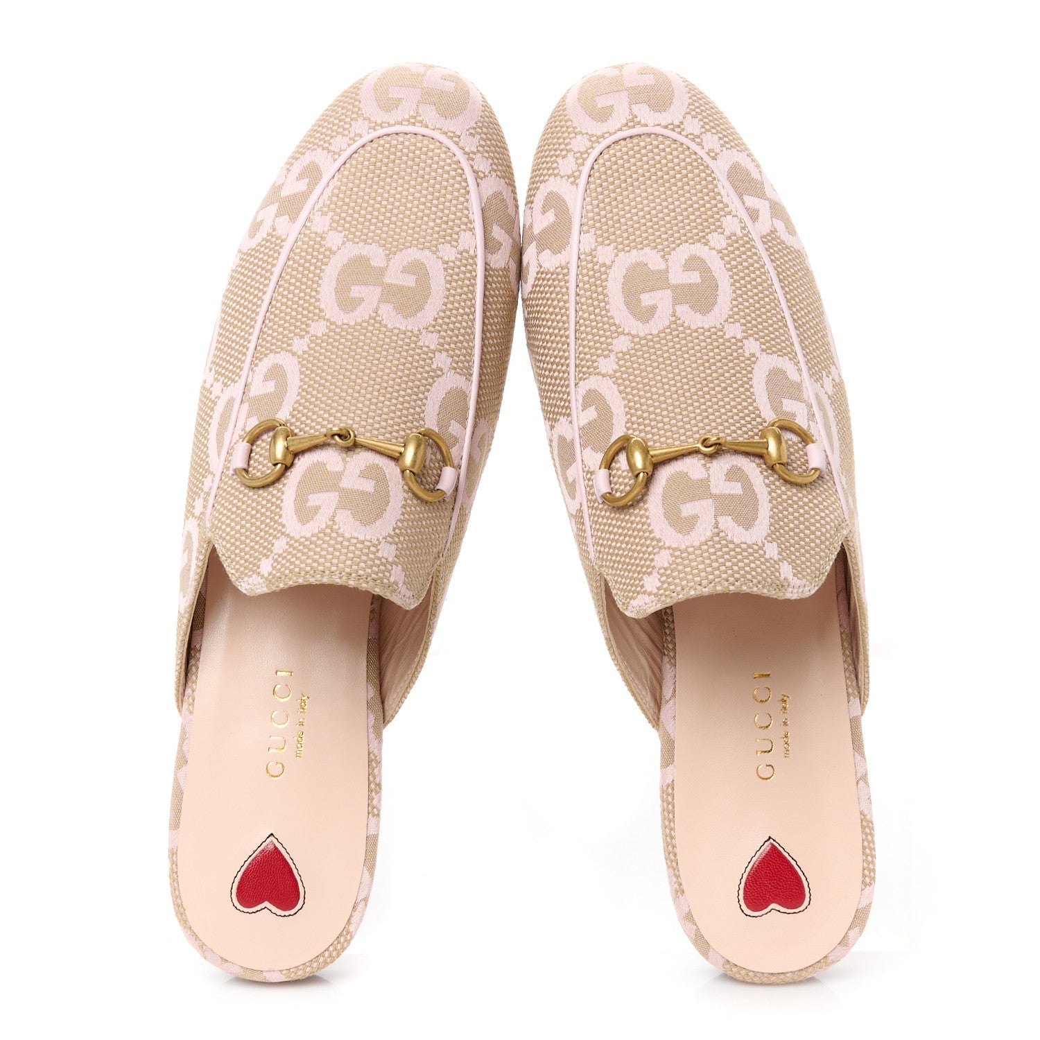 Monogram Macro GG Nappa Charlotte Womens Princetown Slippers 38.5 Beige Perfect Pink