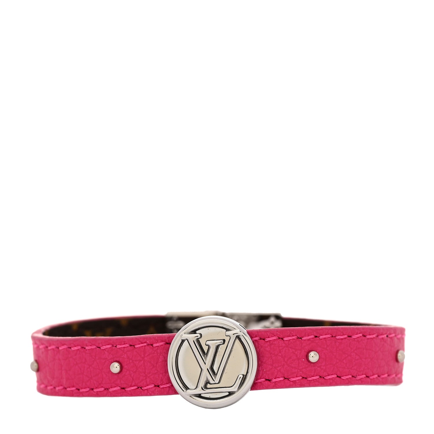 Monogram LV Circle Reversible Bracelet 17 Rose Falbala