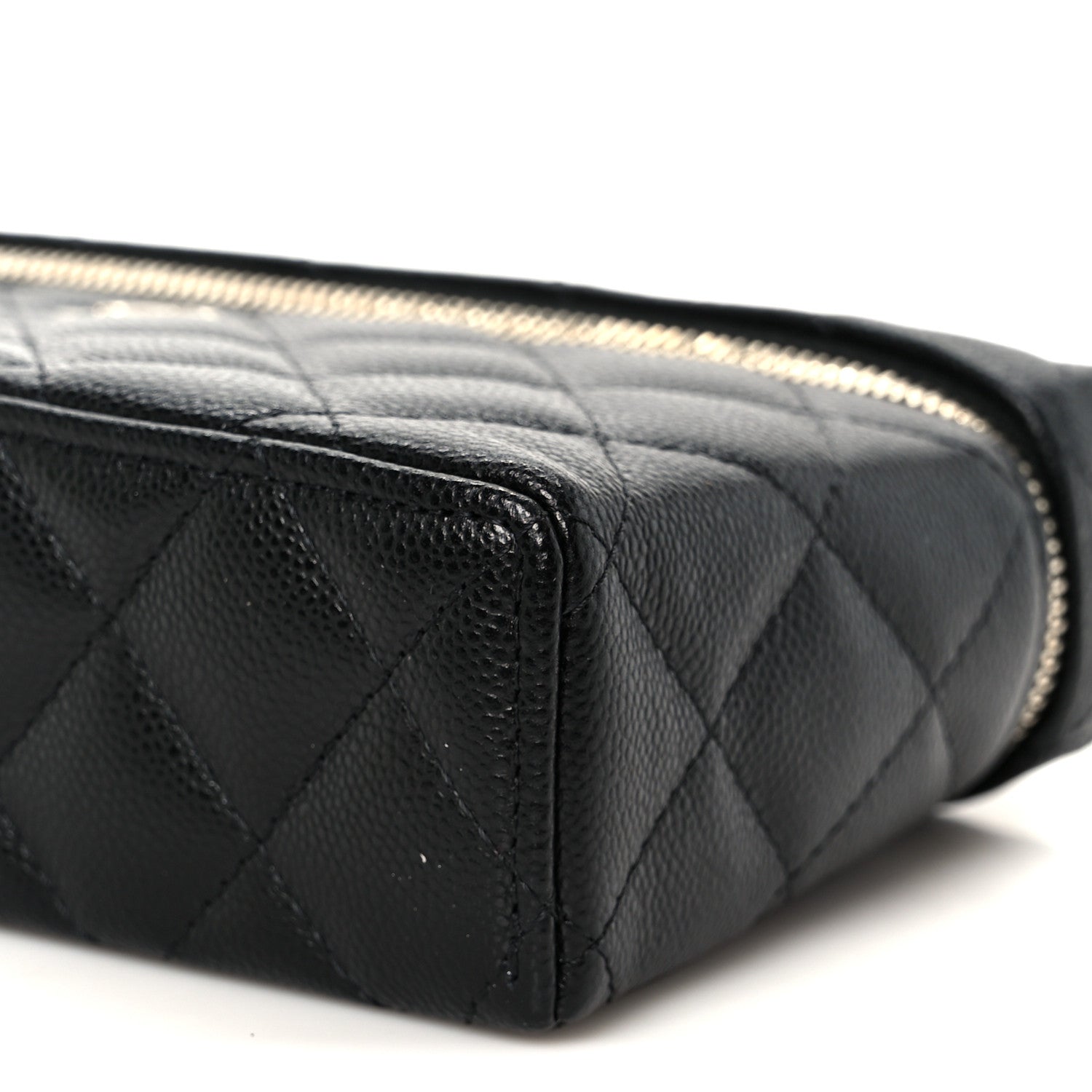 Caviar Quilted Top Handle Slim Vanity With Chain Black
