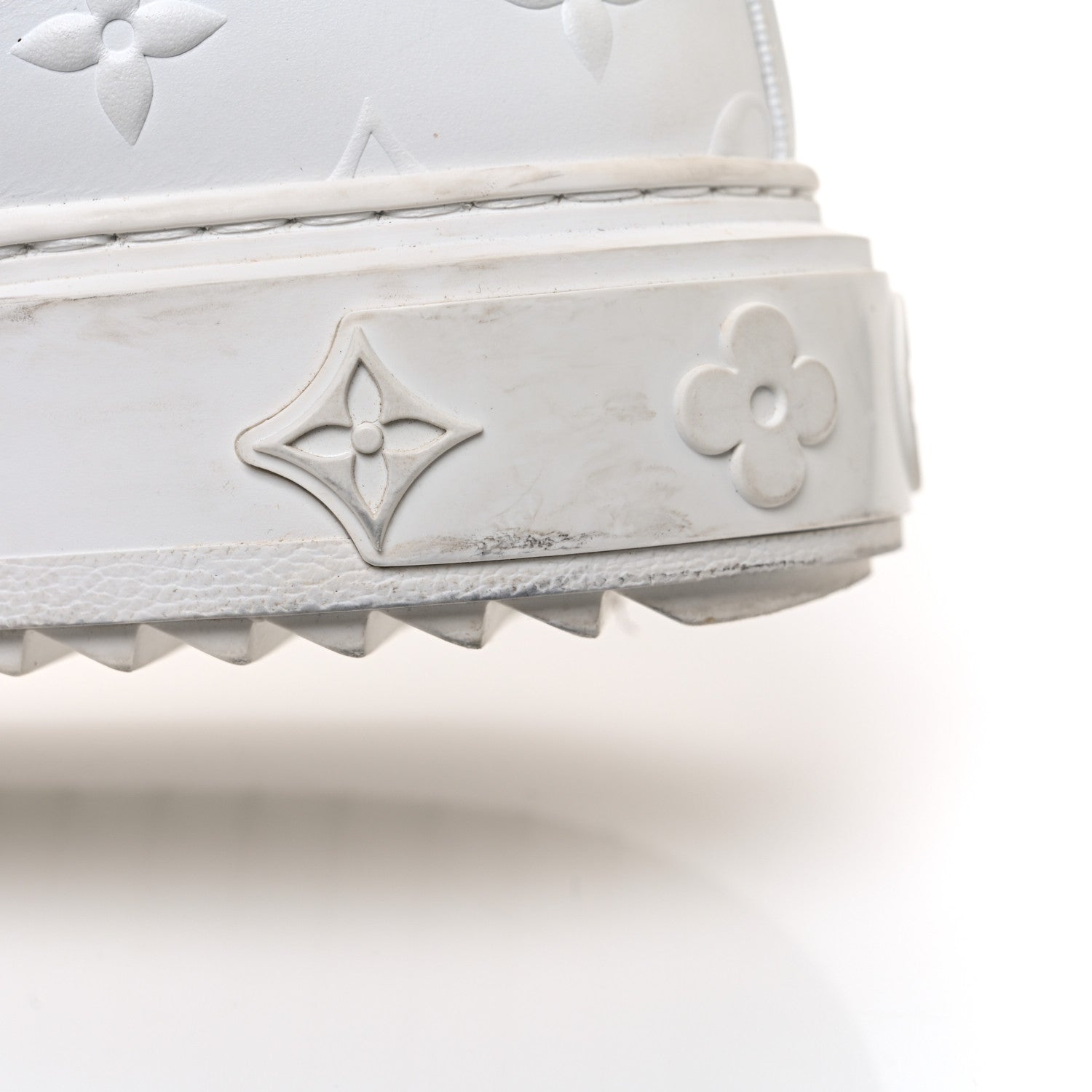 Lambskin Embossed Monogram Time Out Sneakers 39 White