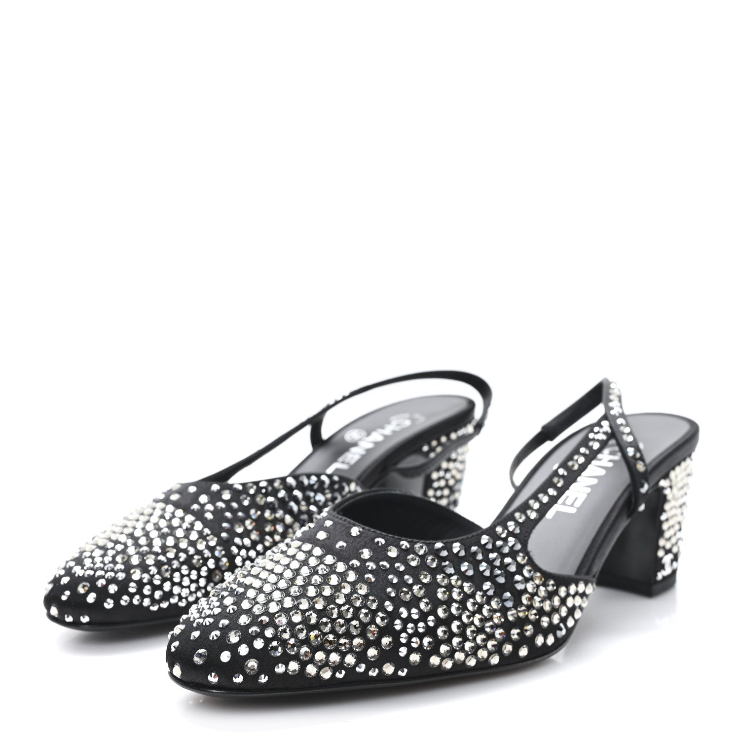 Strass Cap Toe CC Slingback Pumps 38.5 Black