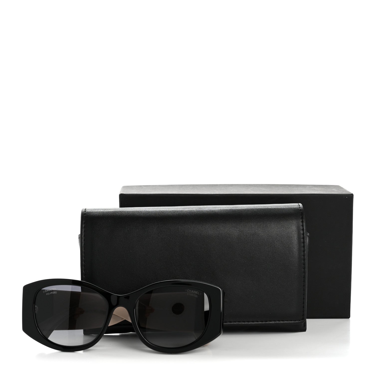Acetate Oval Sunglasses 5524-A Black Beige