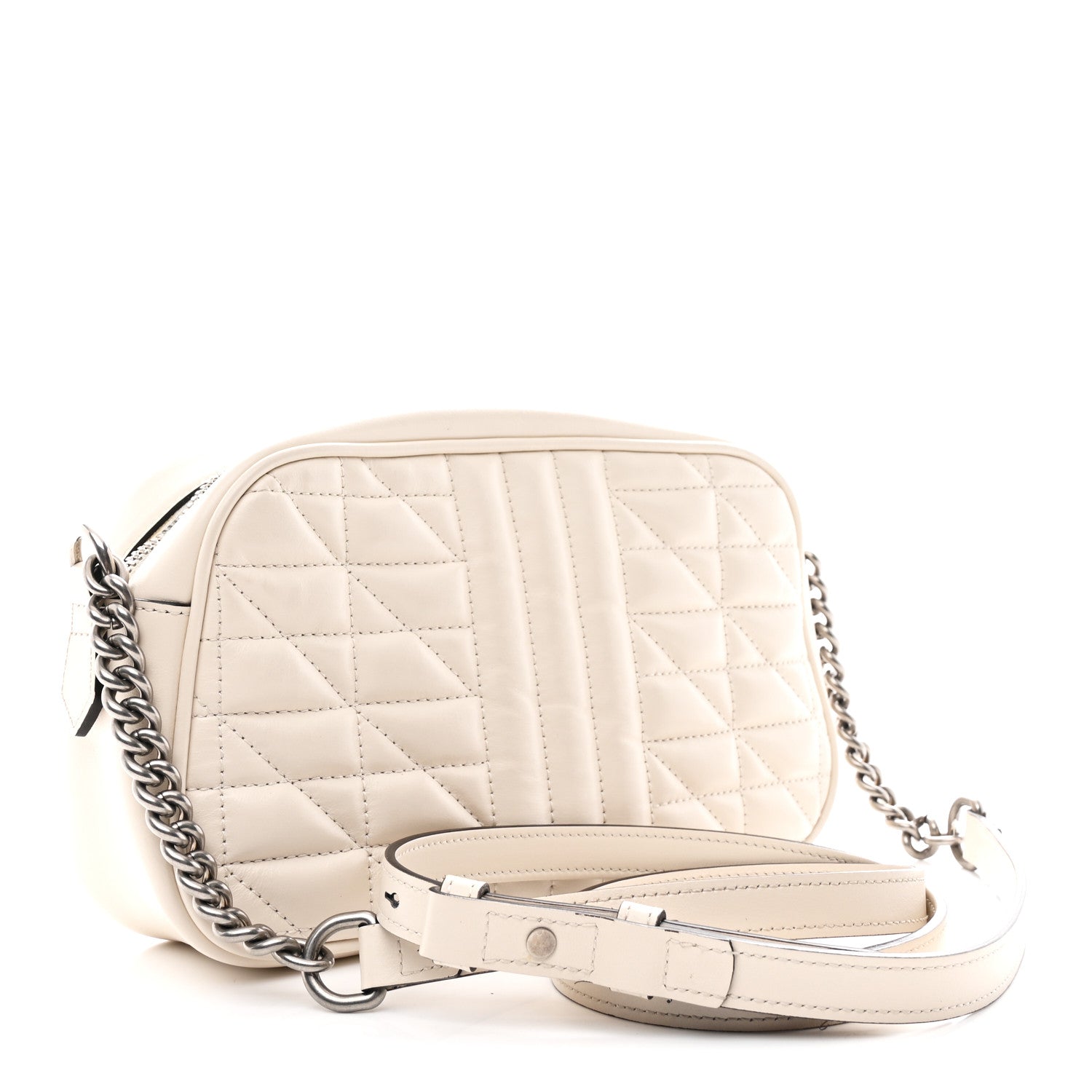 Calfskin Matelasse Aria Small GG Marmont Chain Shoulder Bag Mystic White