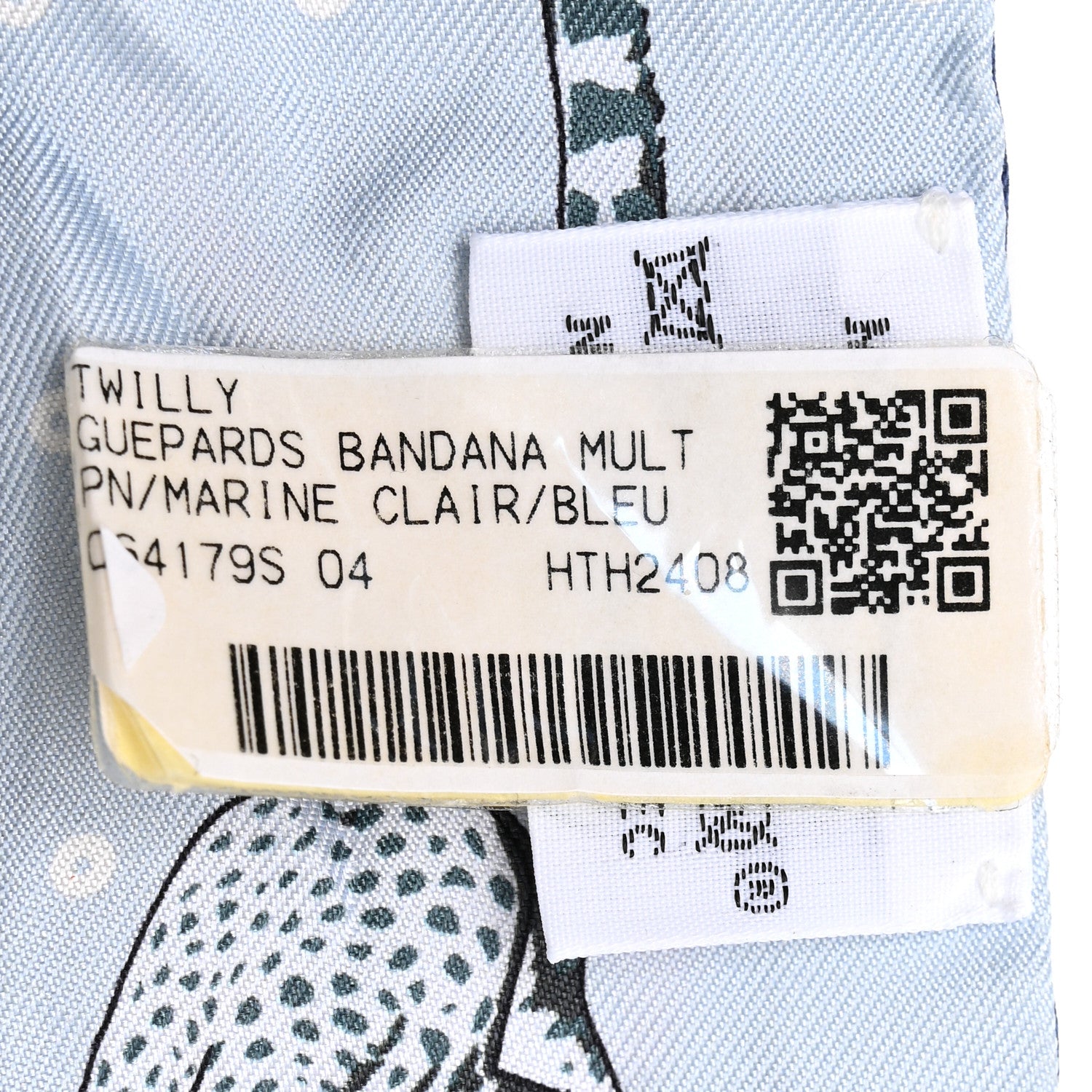 Silk Guepards Bandana Twilly Marine Clair Bleu Ciel Vert