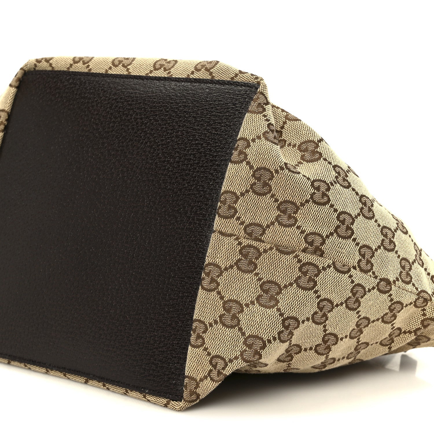 GG Monogram Small Web Handle Bucket Tote Dark Brown