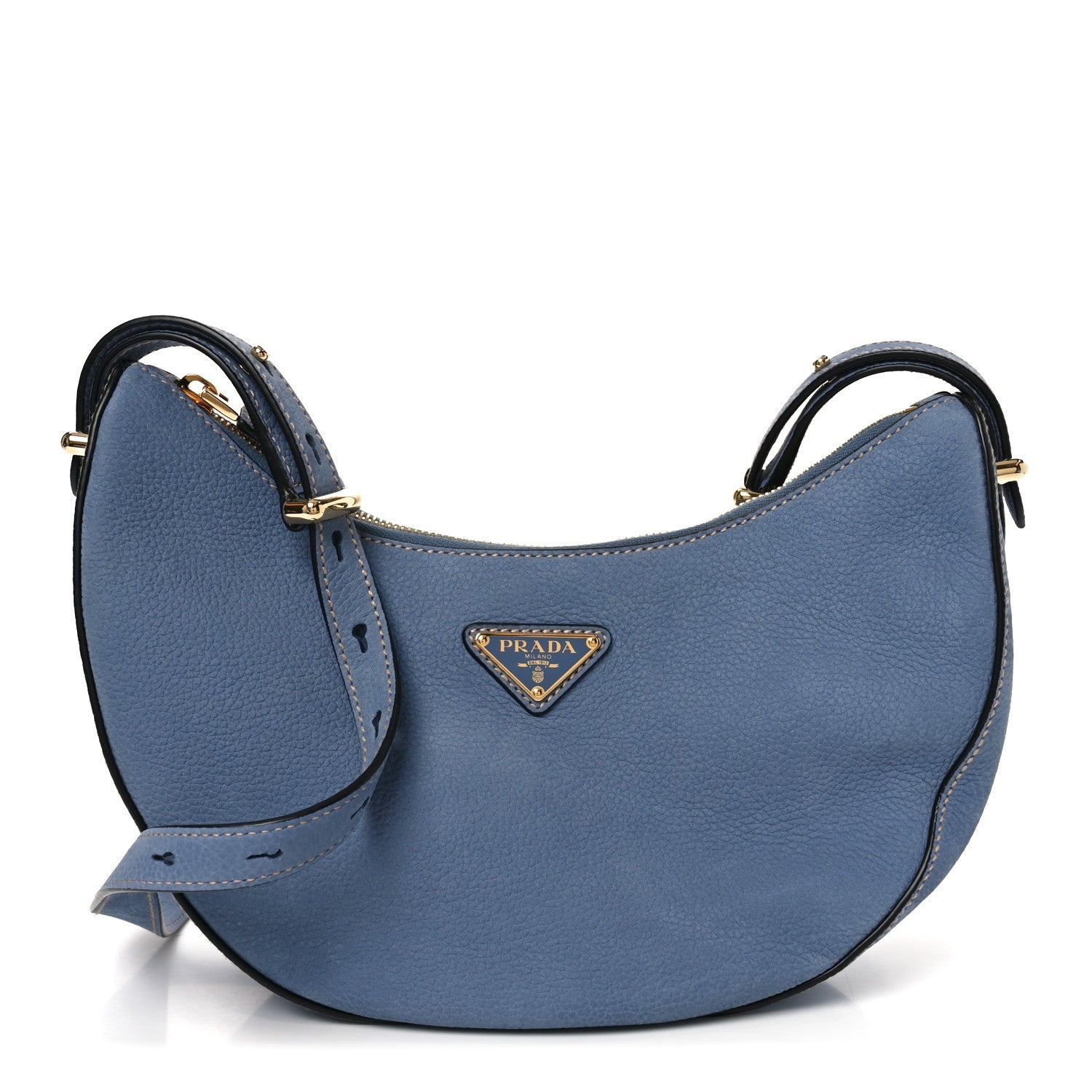 Nubuck Small Arque Shoulder Bag Aviation Blue