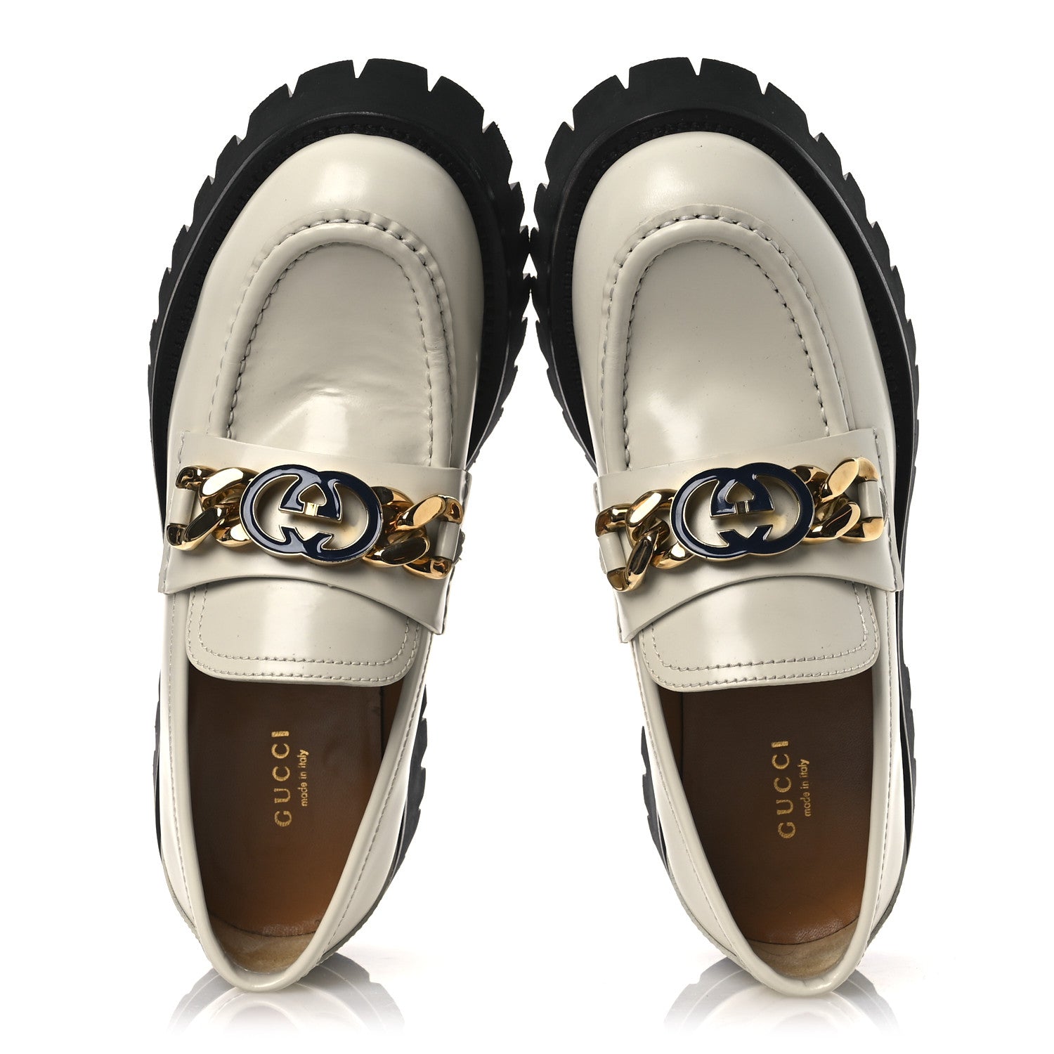 Cordovan Lux Womens Jeanne Platform Lug Sole 30/45mm Loafers 39 Mystic White