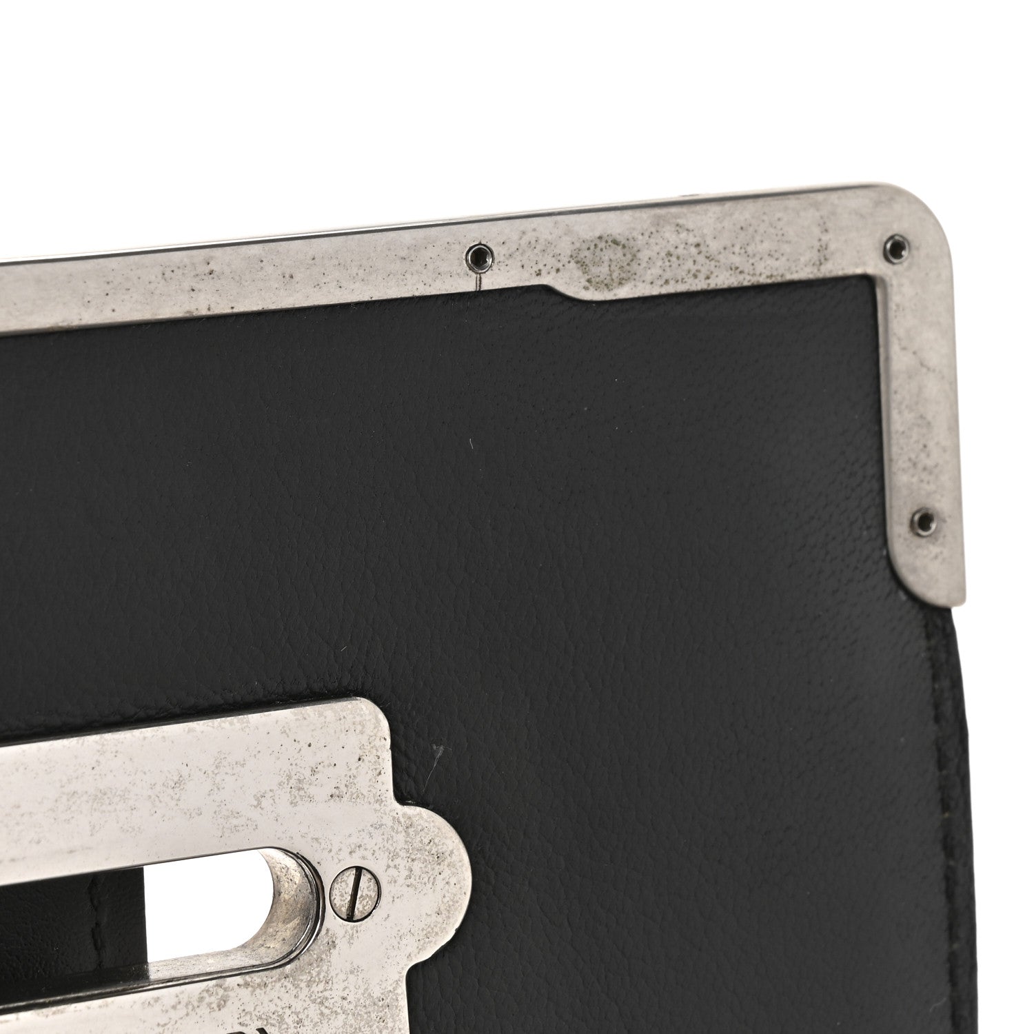 Metallic Vitello Saffiano Cahier Bag Silver Black