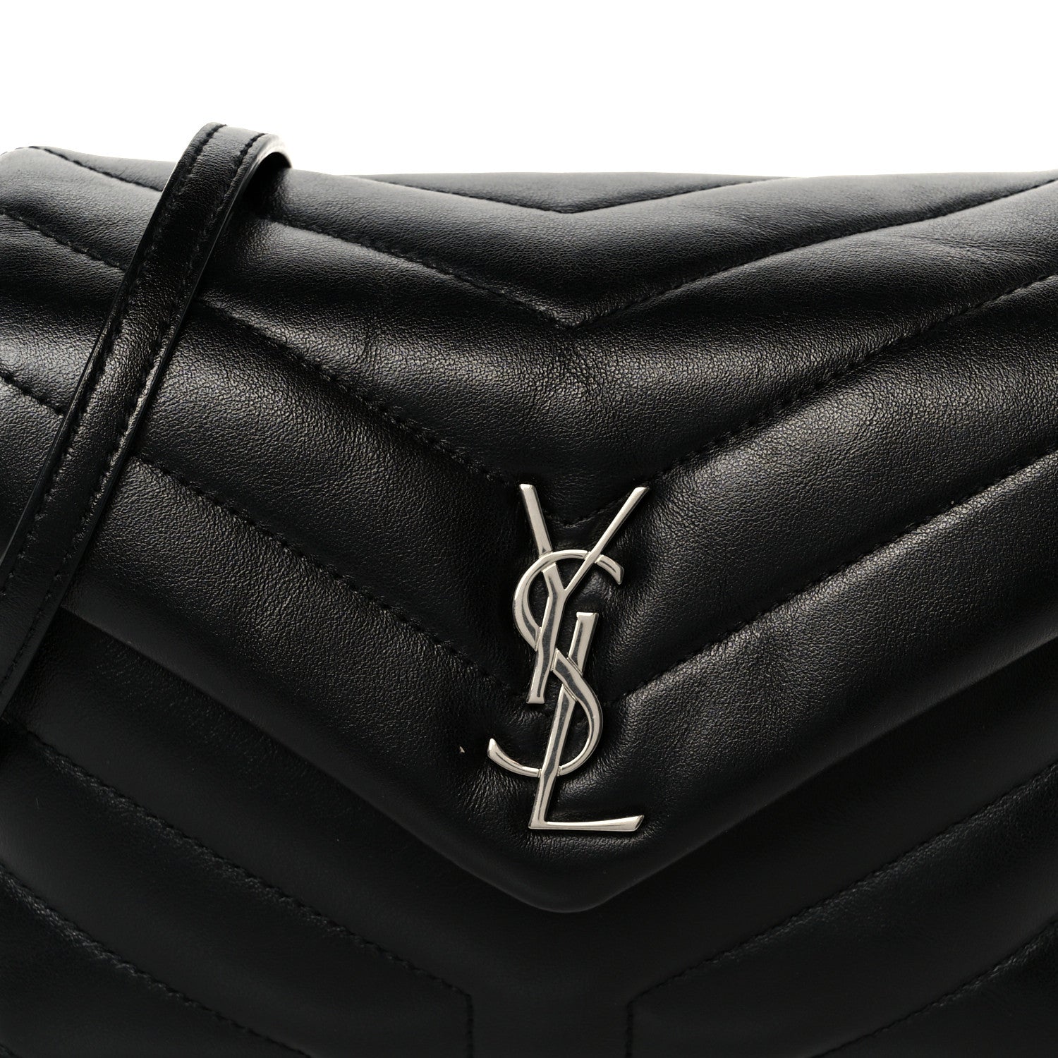 Calfskin Y Quilted Monogram Toy Loulou Crossbody Bag Black