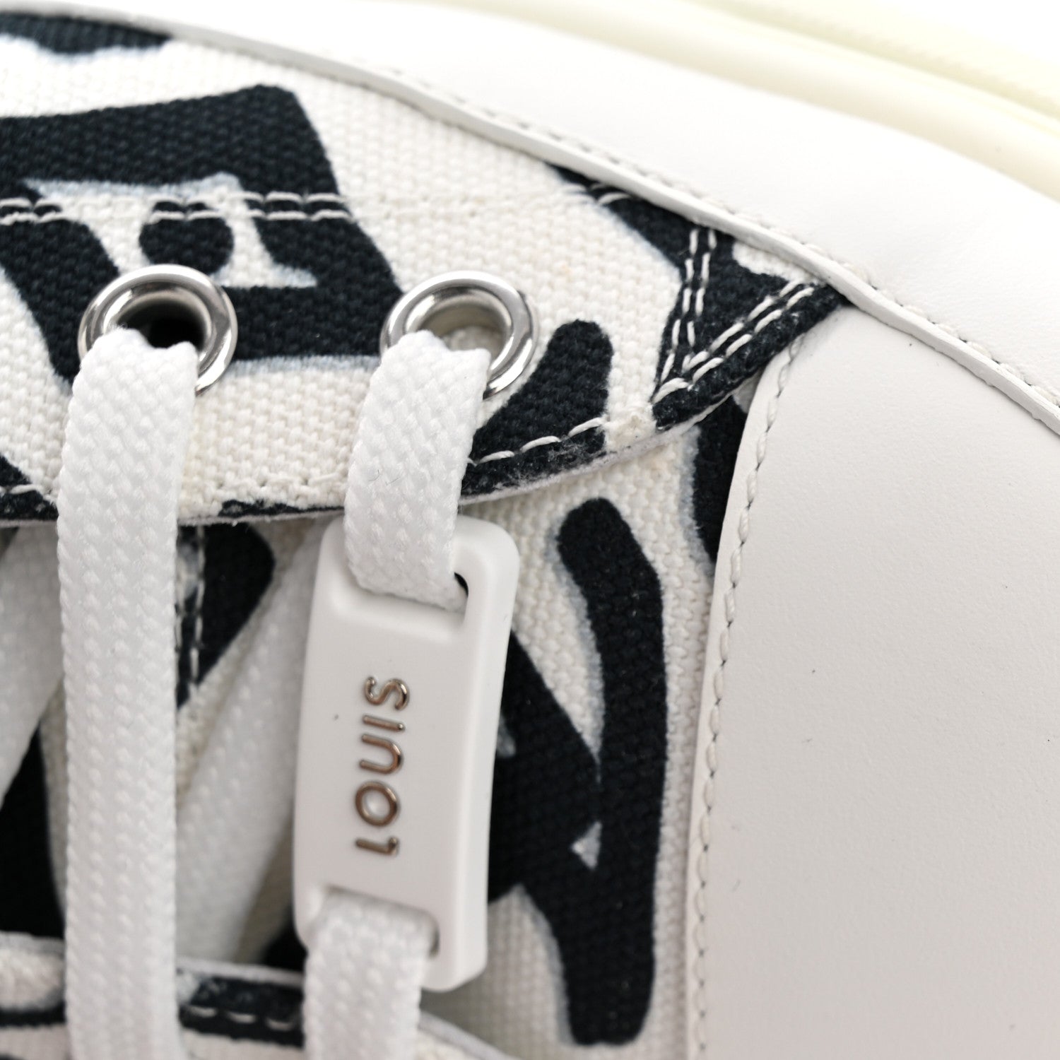 X UF Calfskin Tufted Monogram Stellar Sneakers 38 White Black