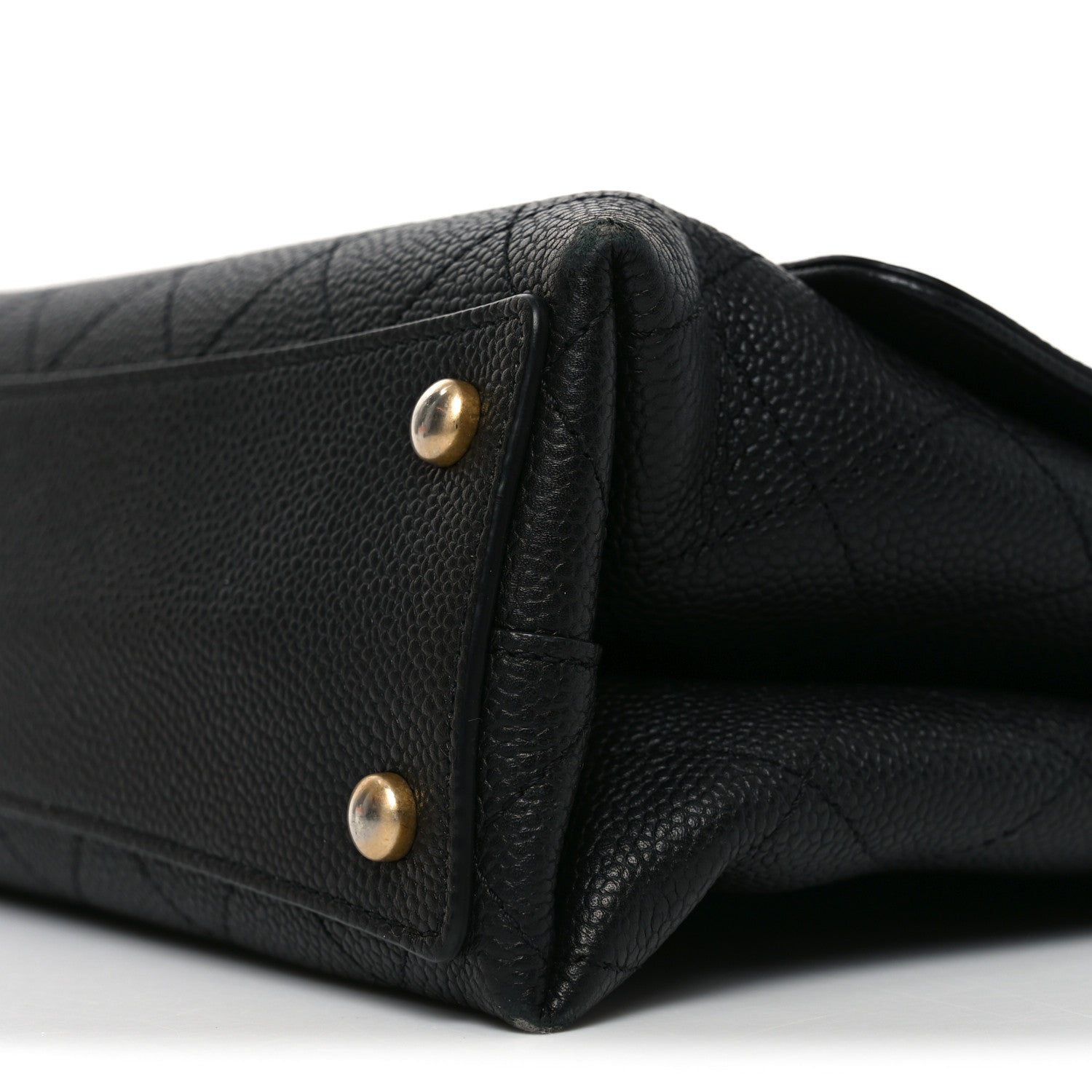 Caviar Diamond Stitched Top Handle Flap Black