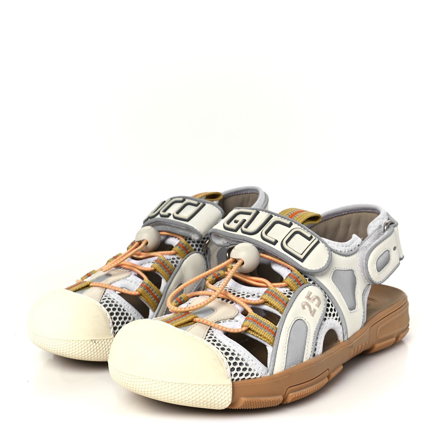 Mesh Fabric Tinsel Sport Sandals 37 White Silver