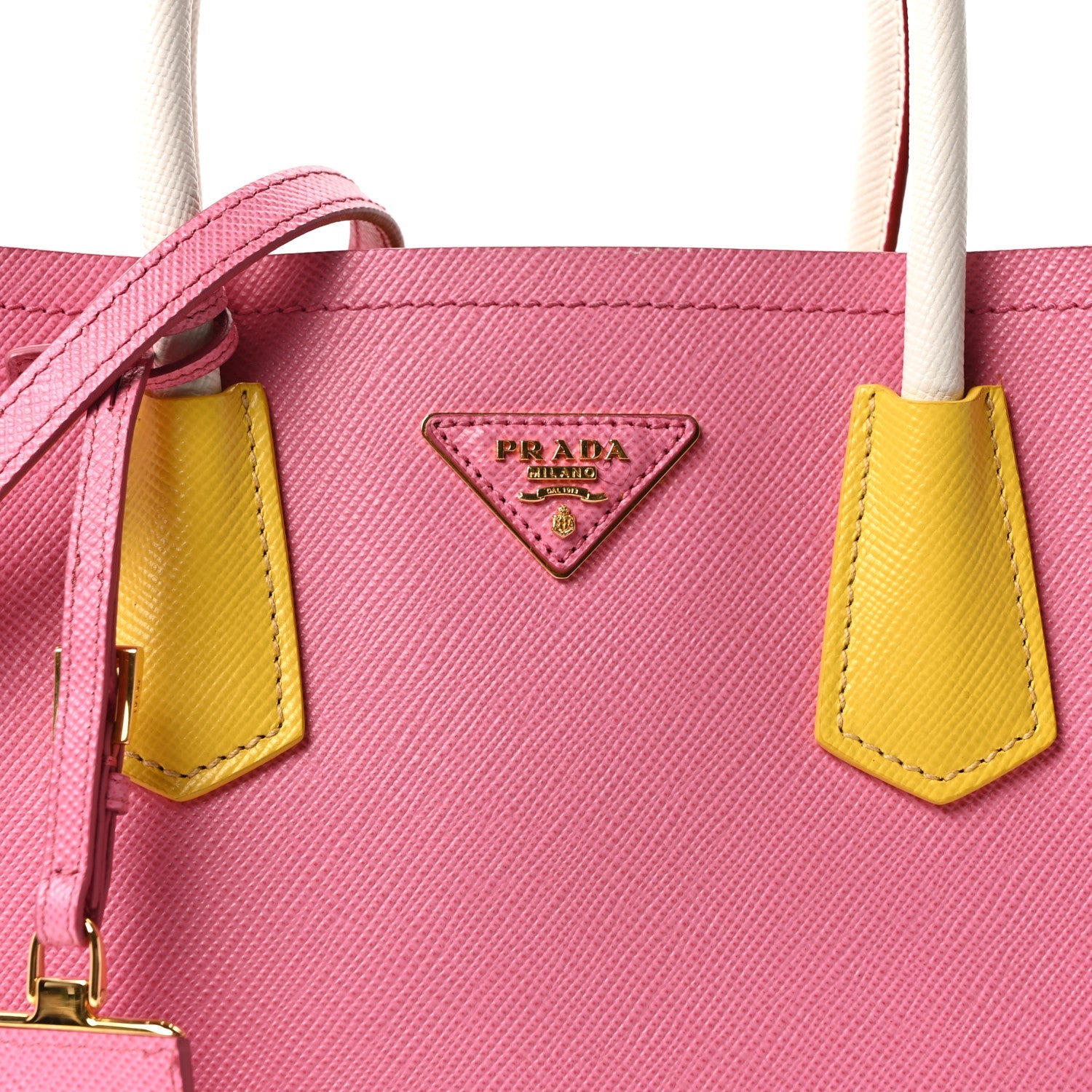 Saffiano Cuir Small Bi-Color Double Bag Begonia Sole