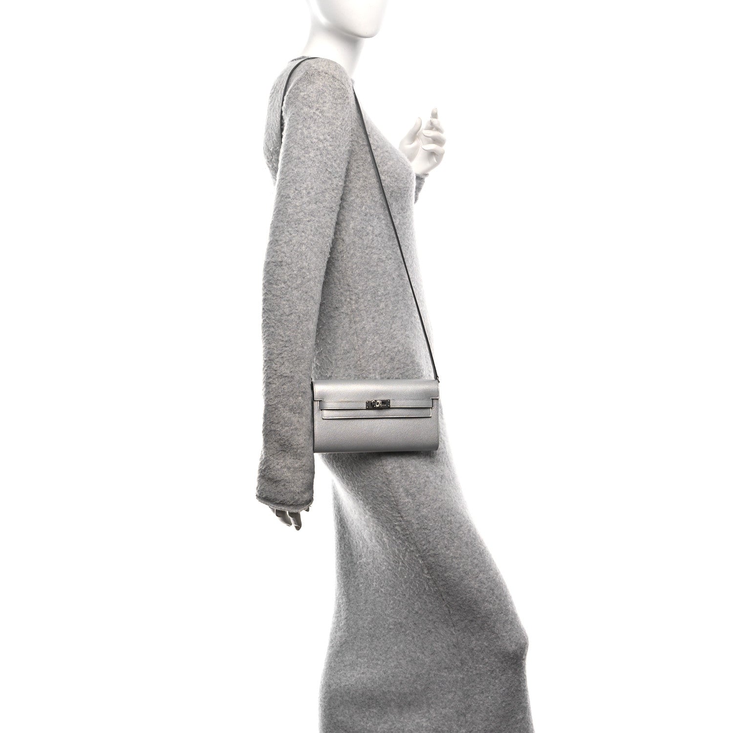 Metallic Chevre Chamkilight Kelly Wallet To Go Argent